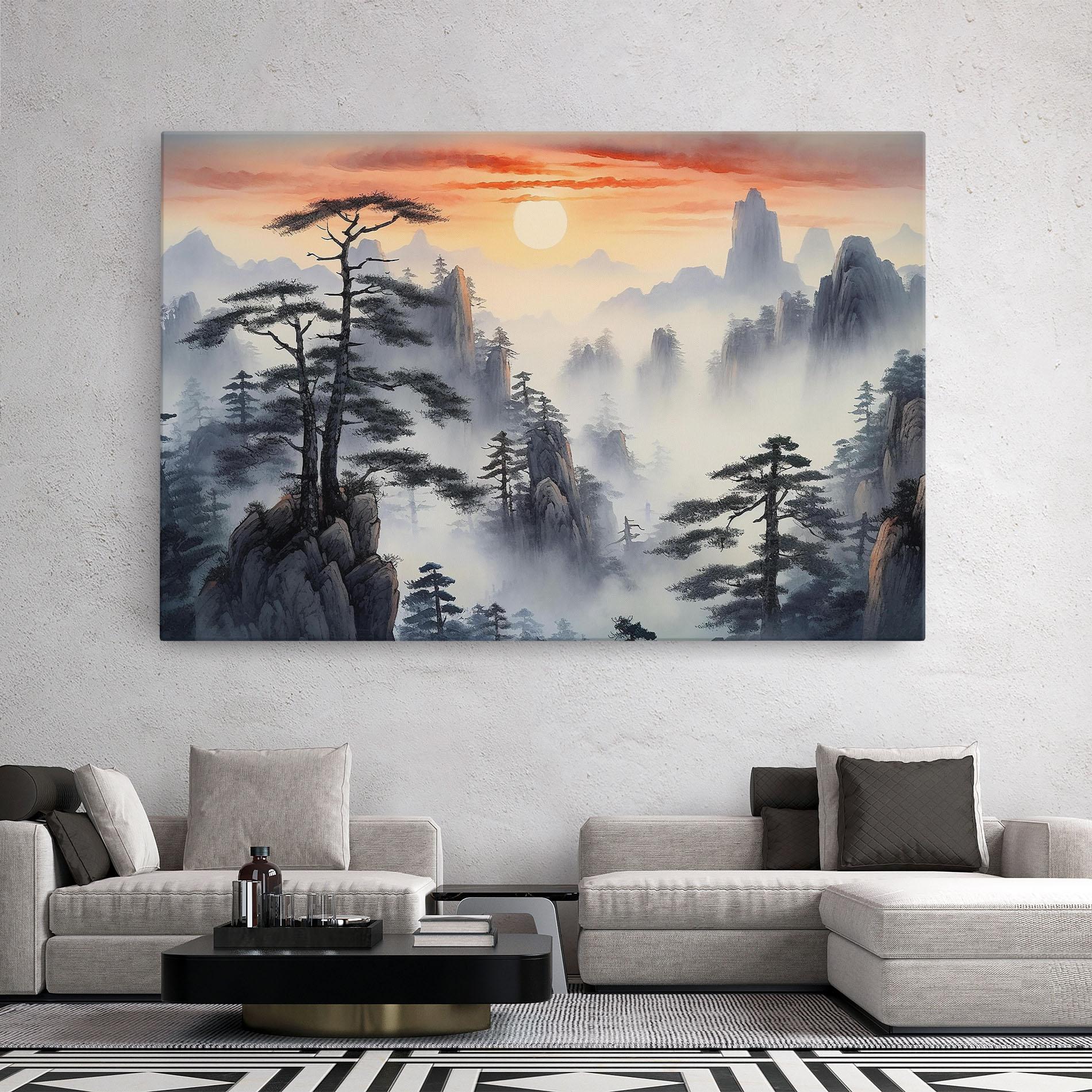 Картина на платно Fog Trees mockup 2