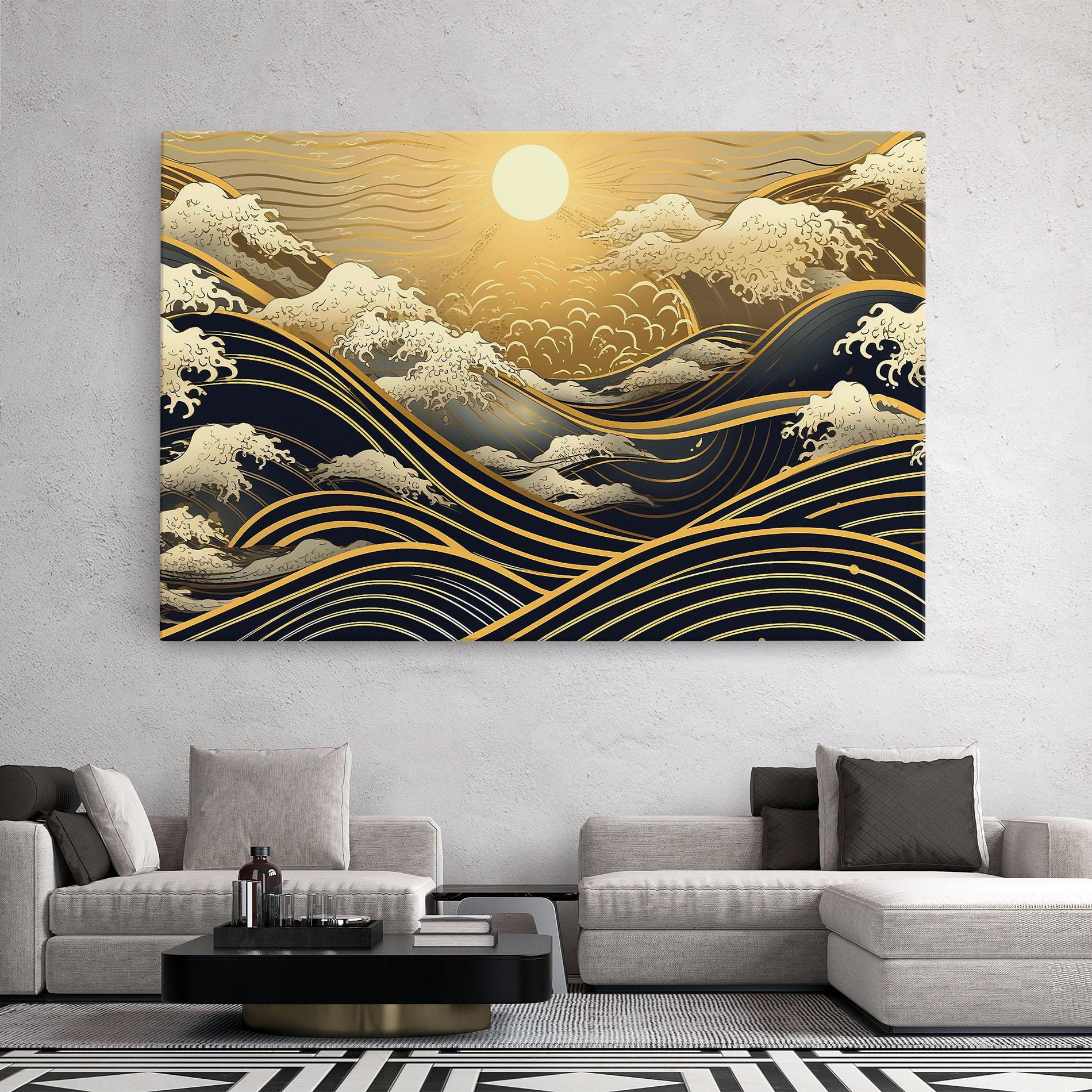 Картина на платно Gold Waves Landscape mockup 2