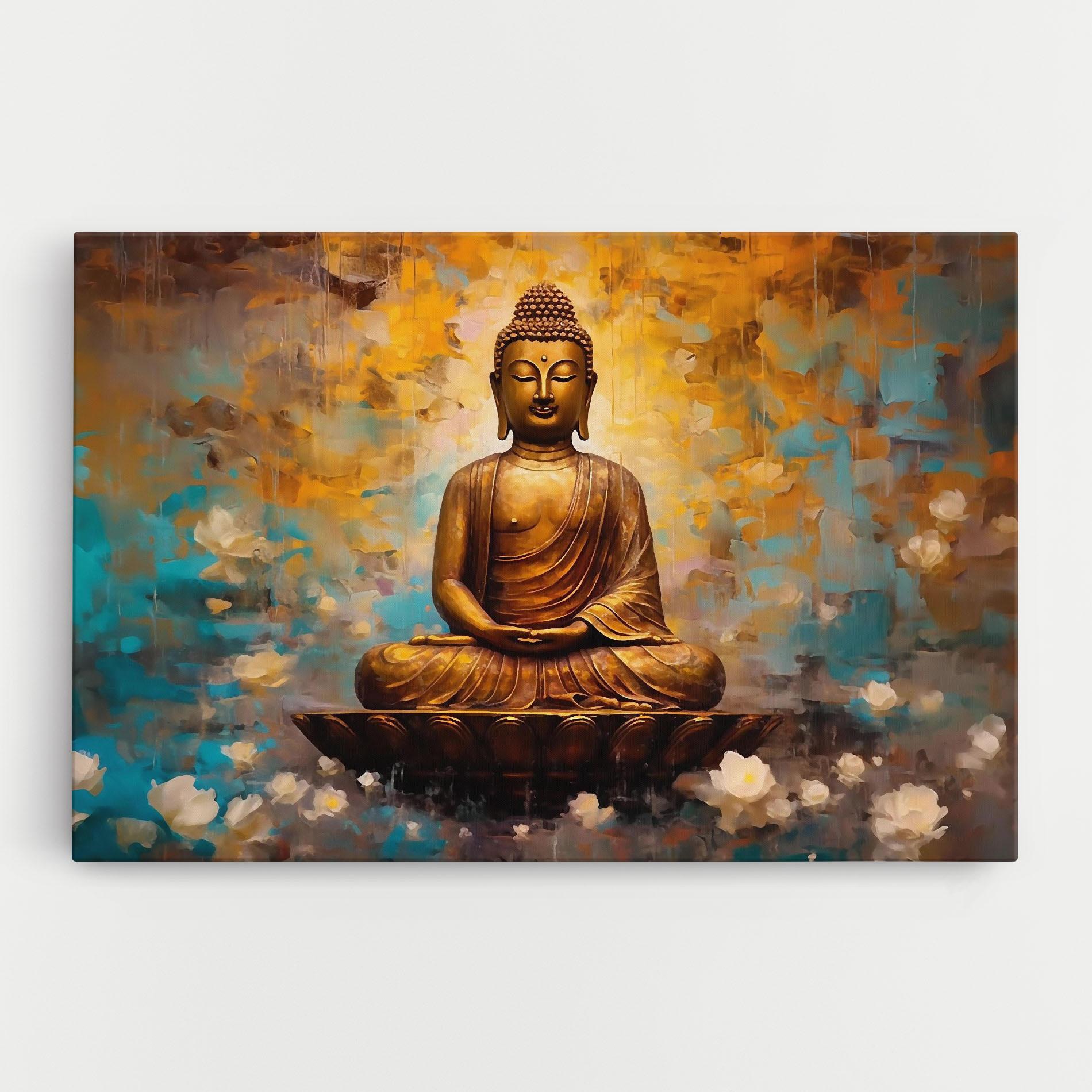 Картина на платно Blue Gold Buddha mockup 0