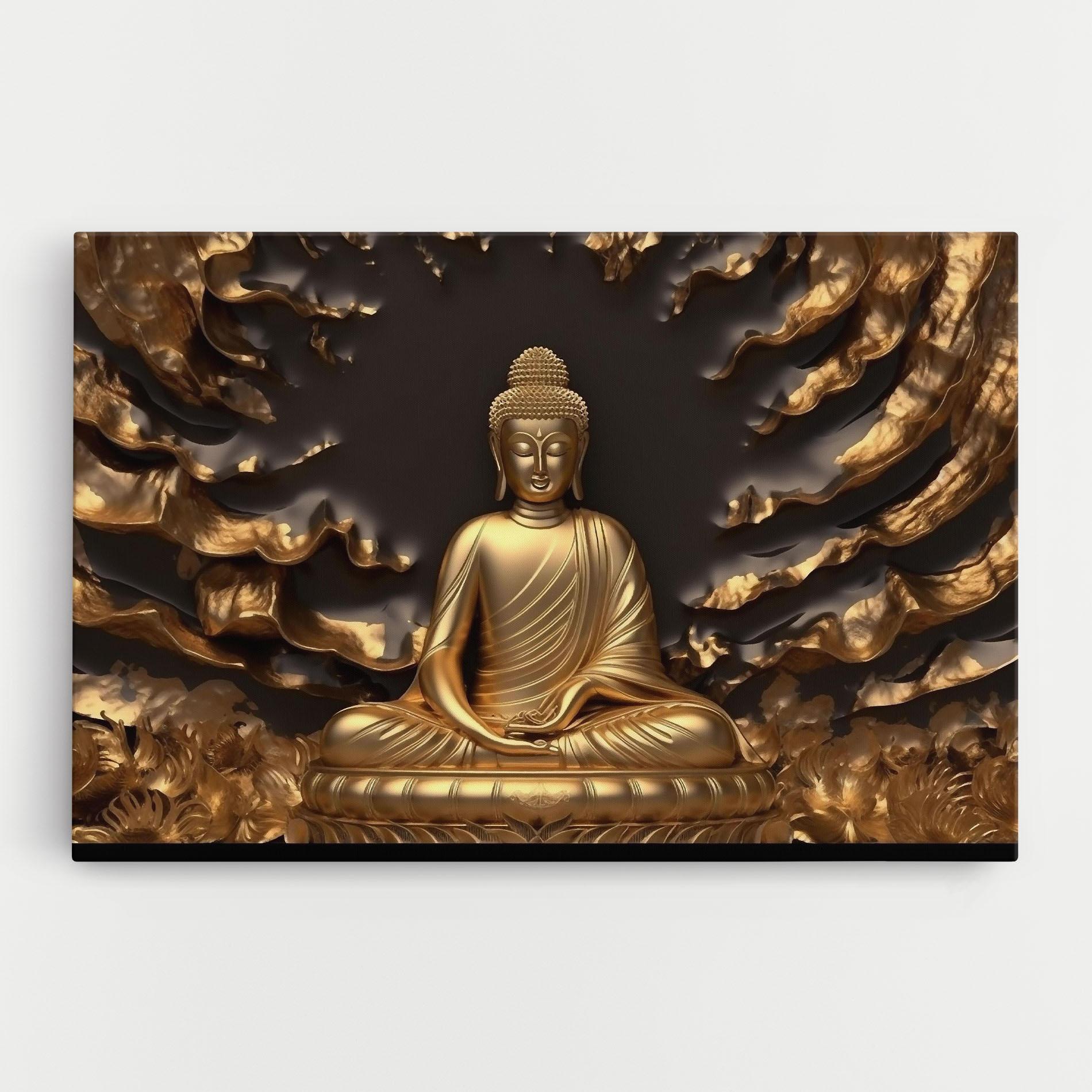 Картина на платно Gold 3d Buddha mockup 0