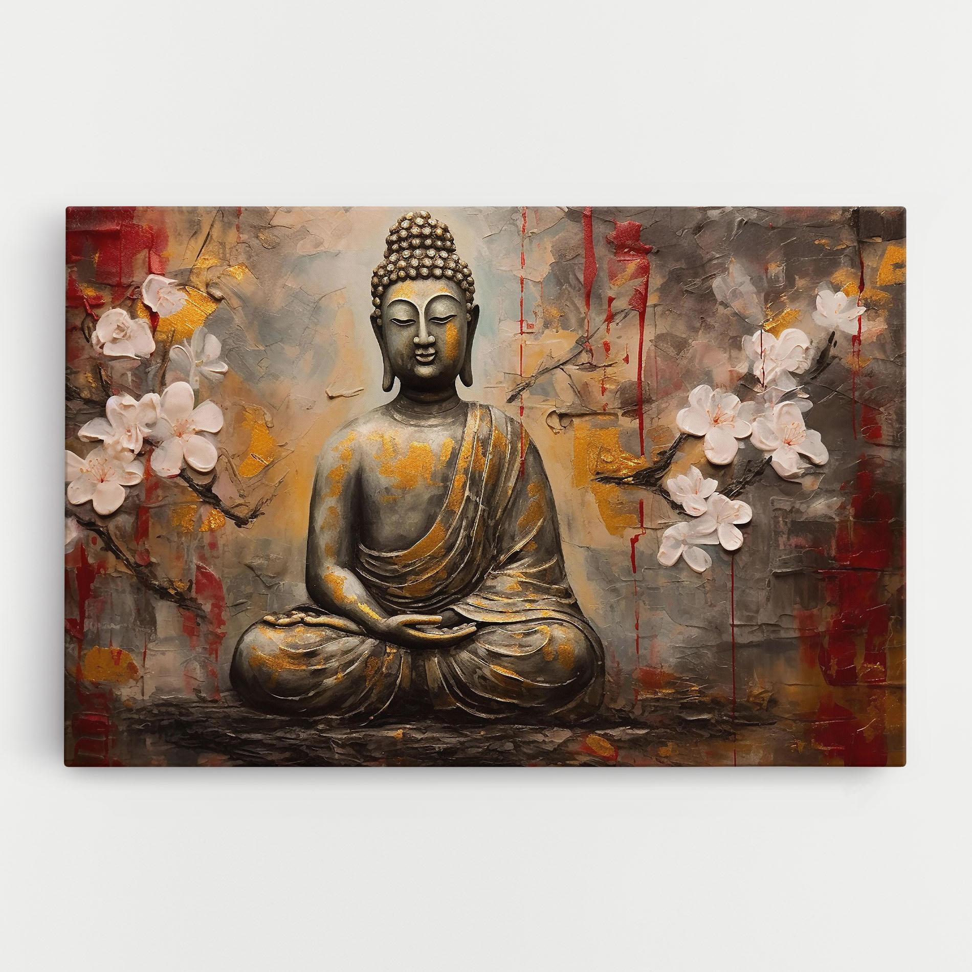 Картина на платно White Red Buddha mockup 0