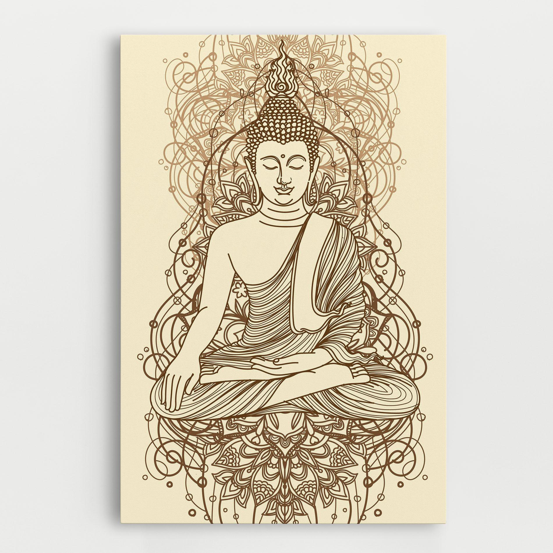 Картина на платно Brown Line Buddha mockup 0