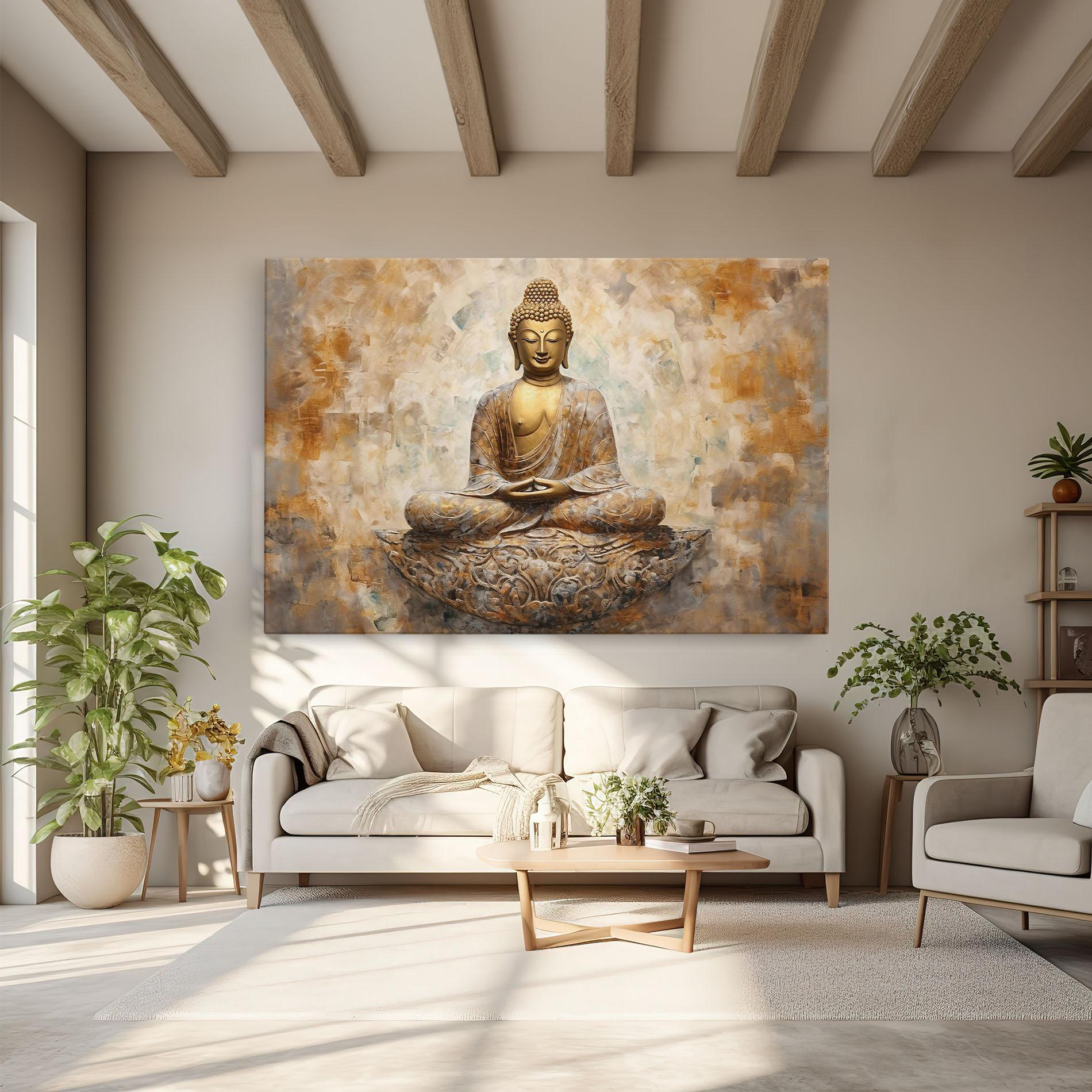 Картина на платно Cream Buddha Art mockup 6
