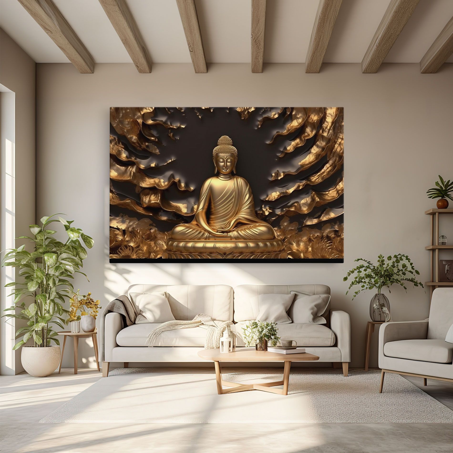 Gold 3d Buddha mockup 6