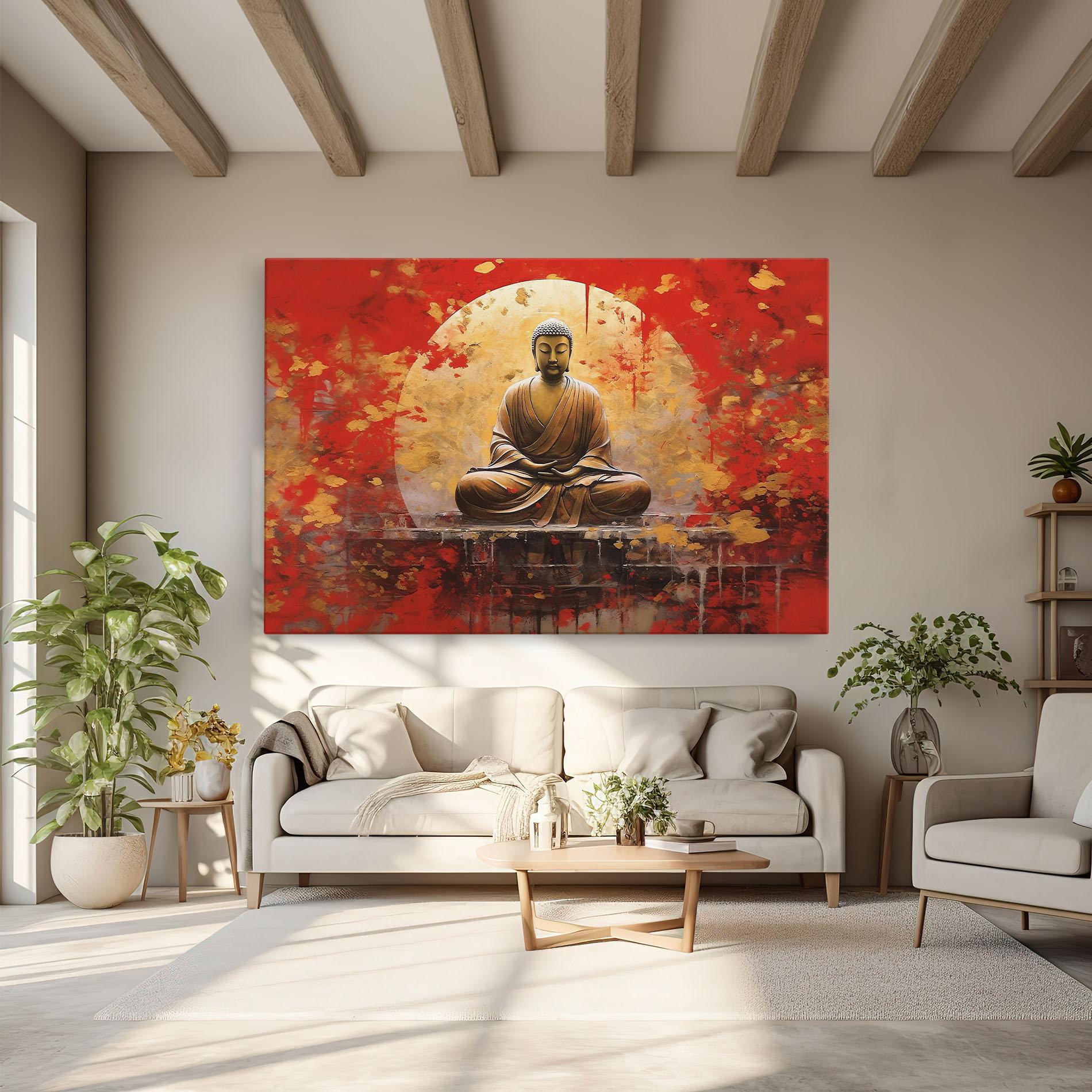 Картина на платно Gold Circle Buddha mockup 6