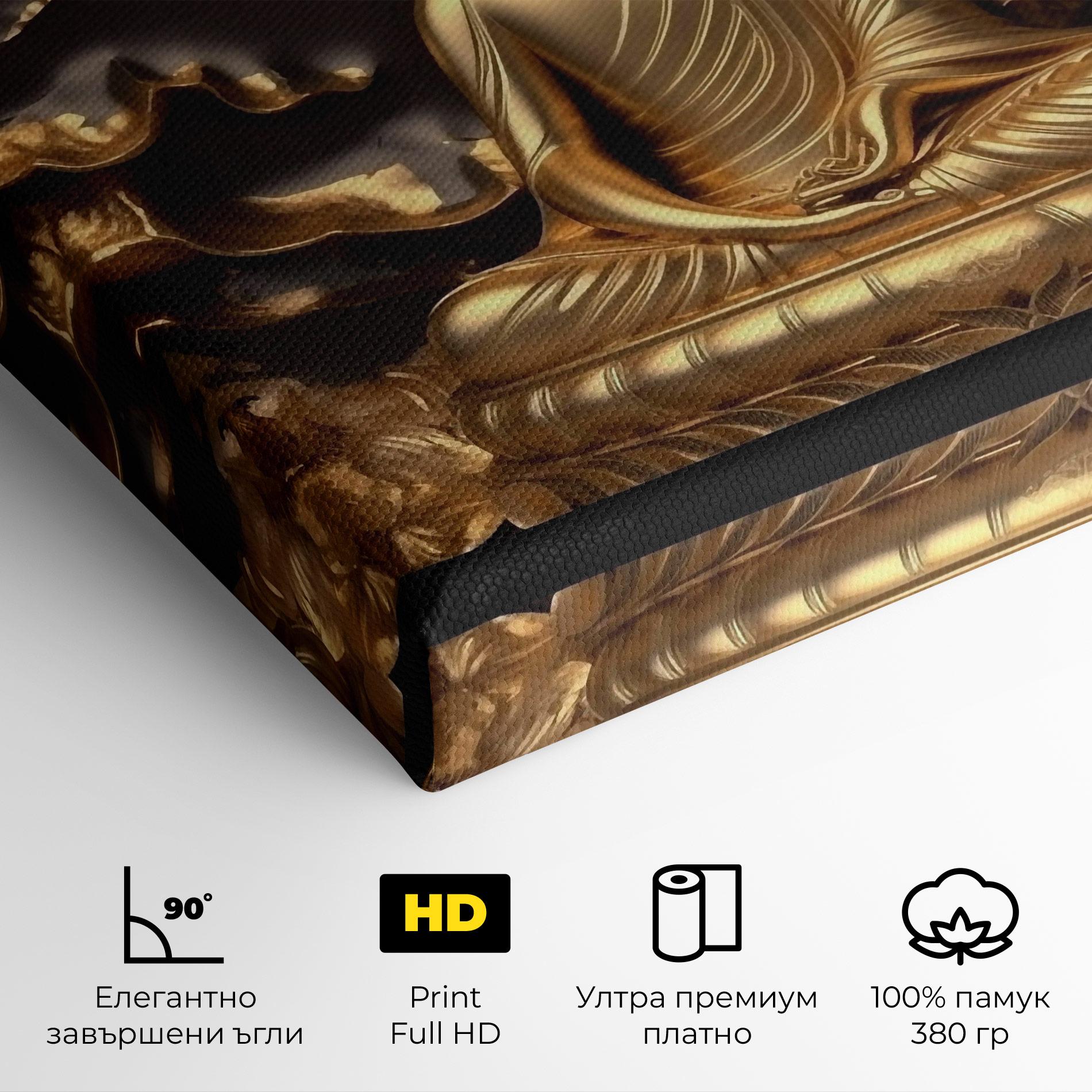 Картина на платно Gold 3d Buddha mockup 4