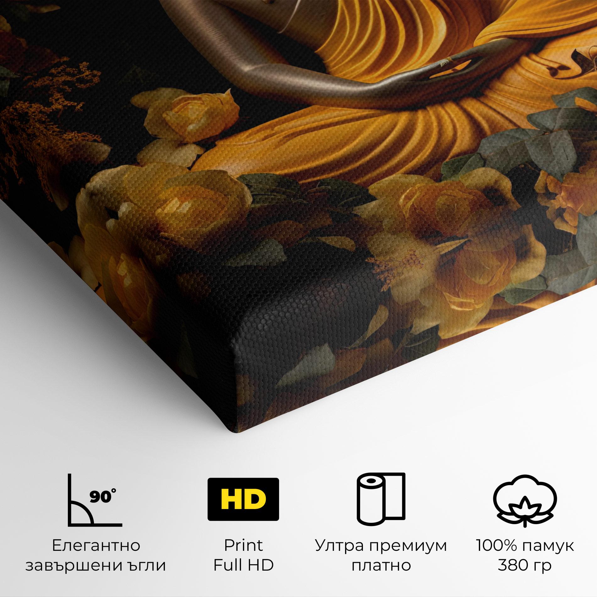 Картина на платно Gold Buddha Flower mockup 4