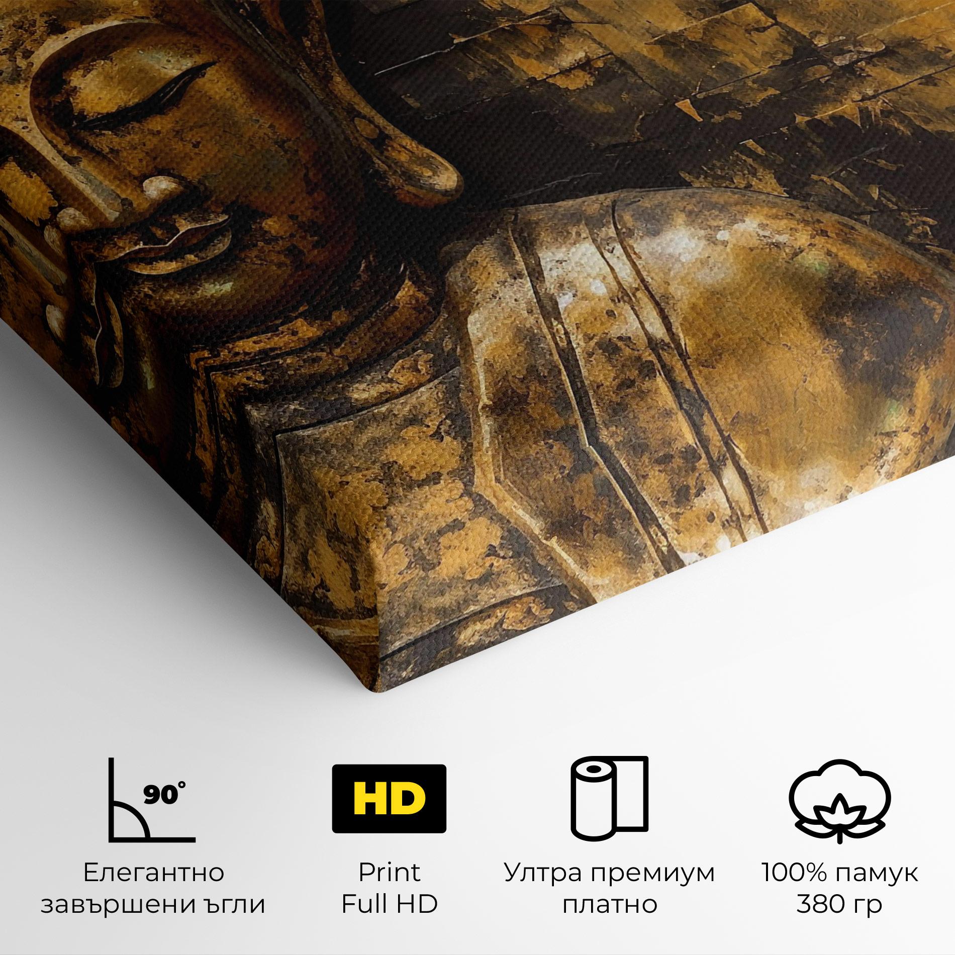Картина на платно Gold Paint Buddha mockup 4