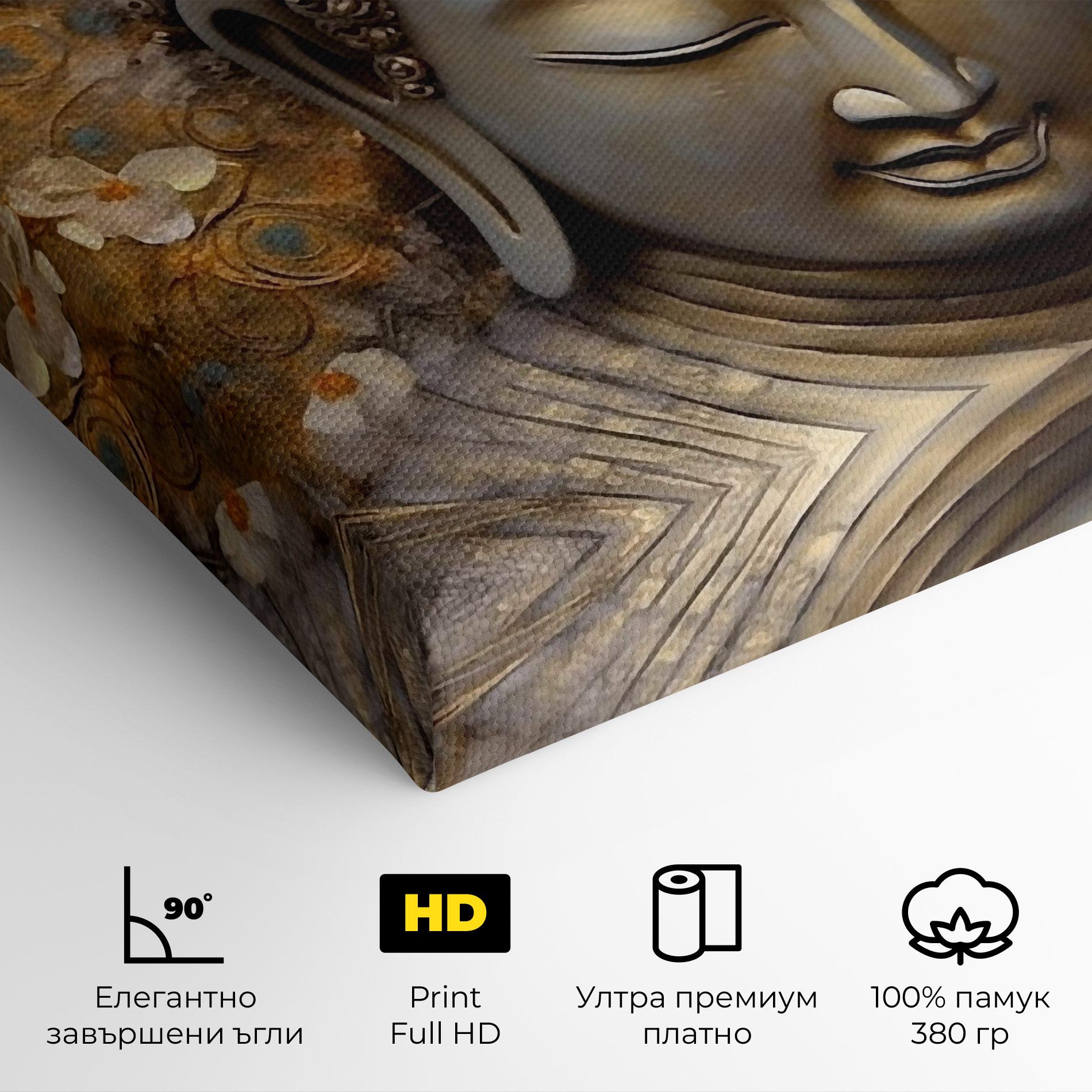 Картина на платно White Flower Buddha Art mockup 4