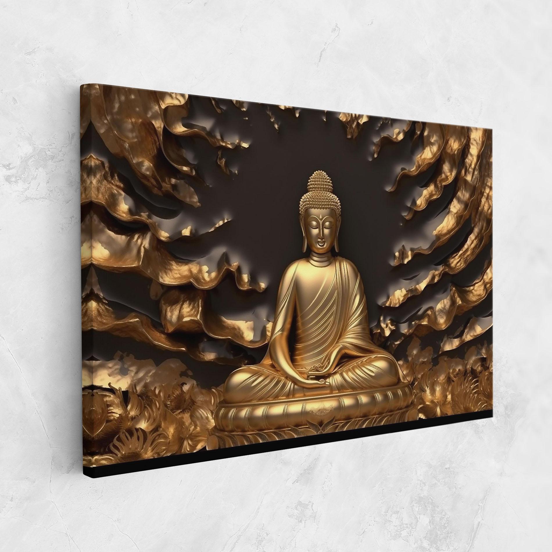 Картина на платно Gold 3d Buddha mockup 1