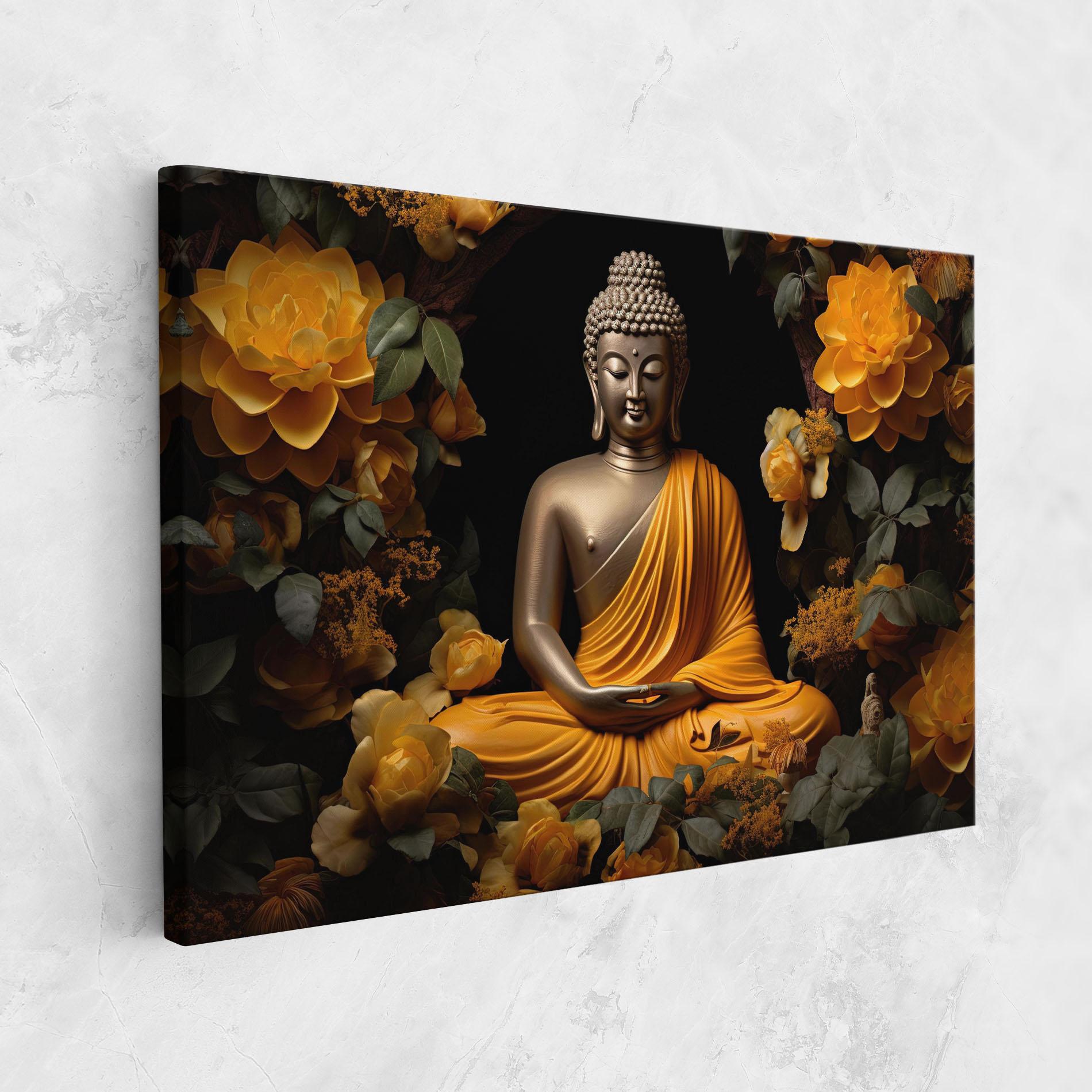Картина на платно Gold Buddha Flower mockup 1