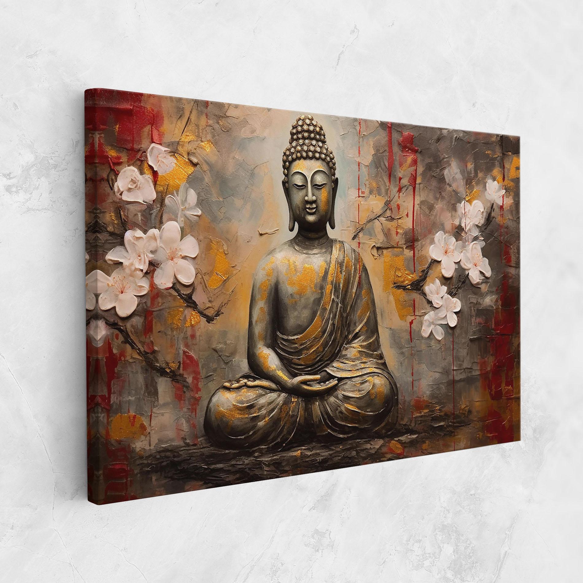 Картина на платно White Red Buddha mockup 1