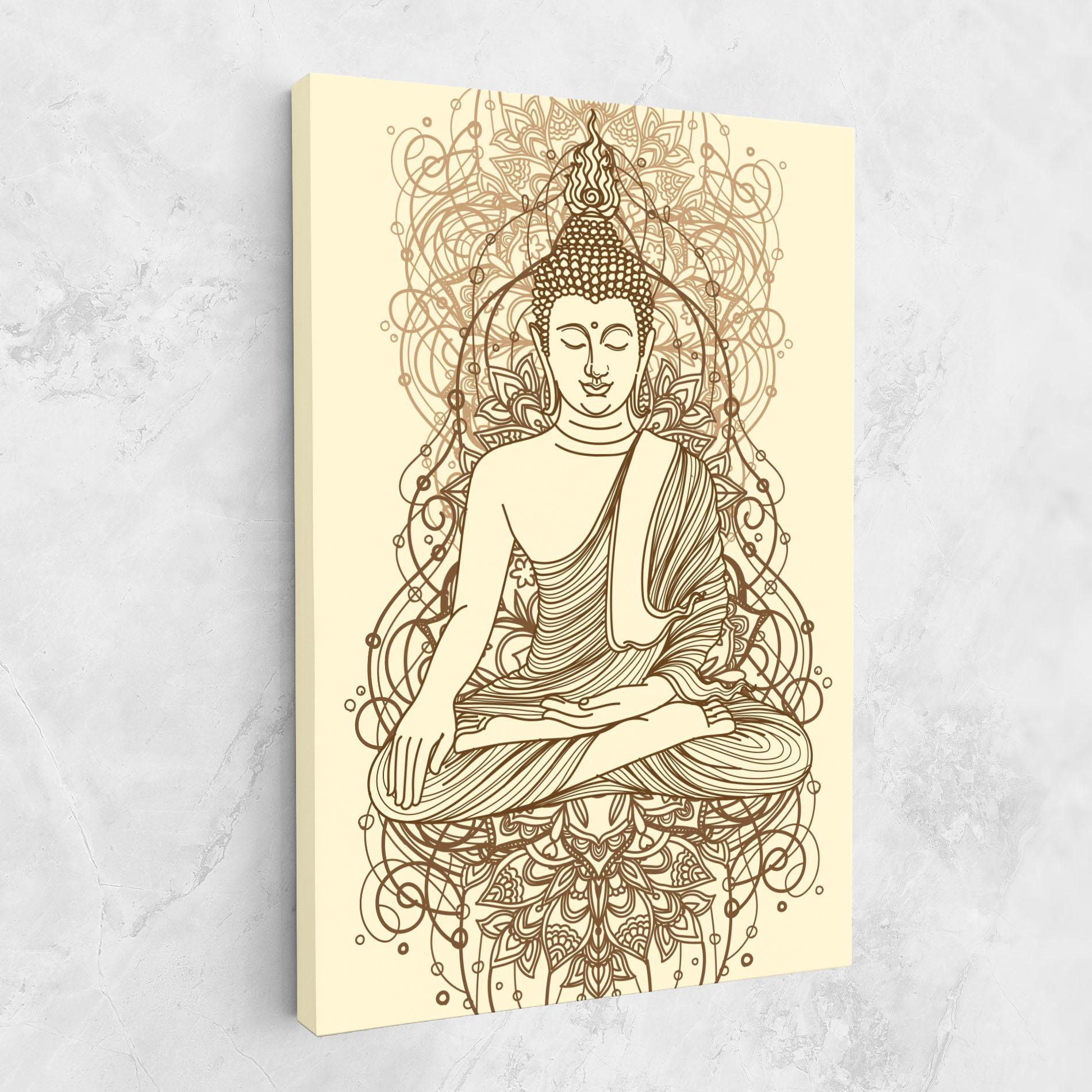 Картина на платно Brown Line Buddha mockup 1