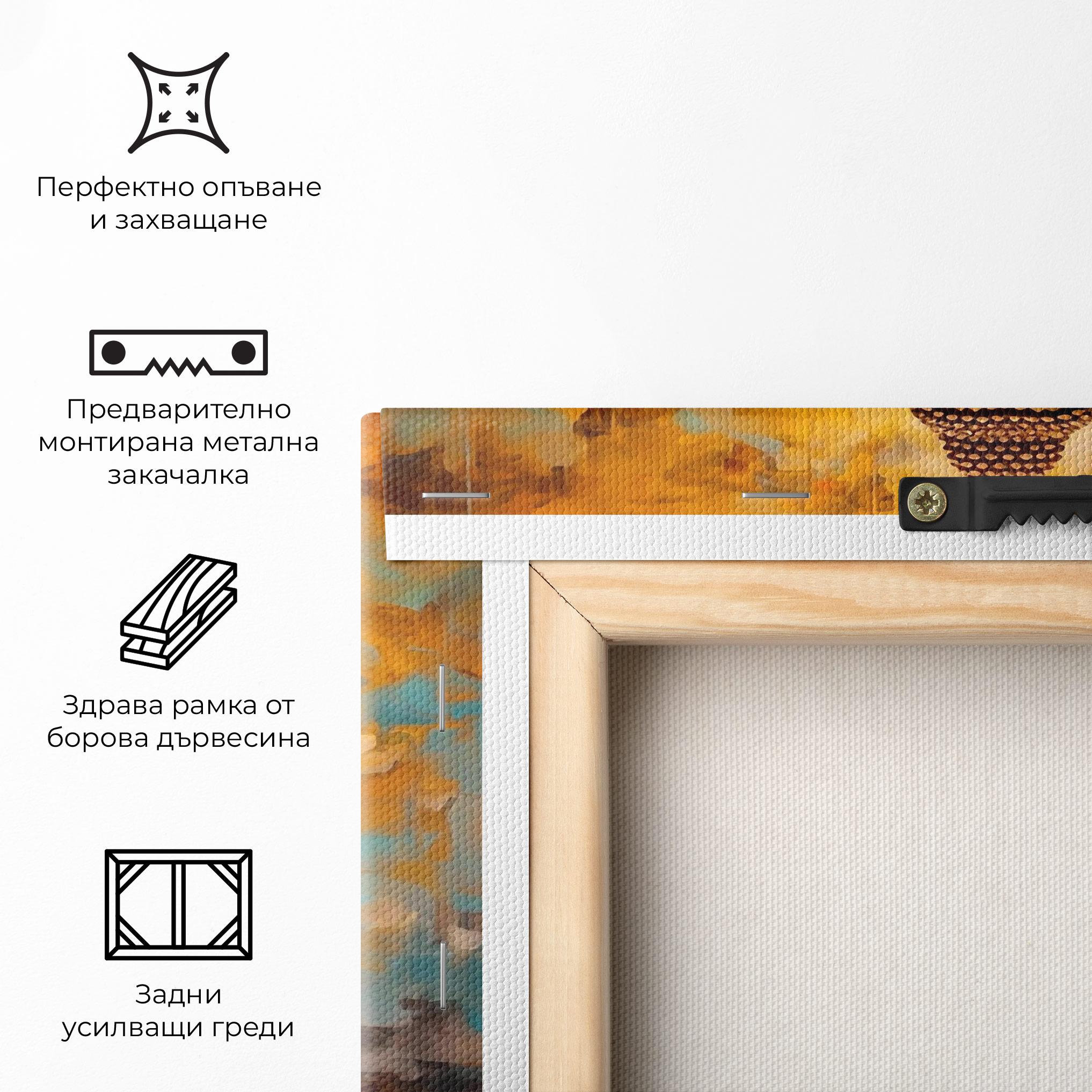 Картина на платно Blue Gold Buddha mockup 5