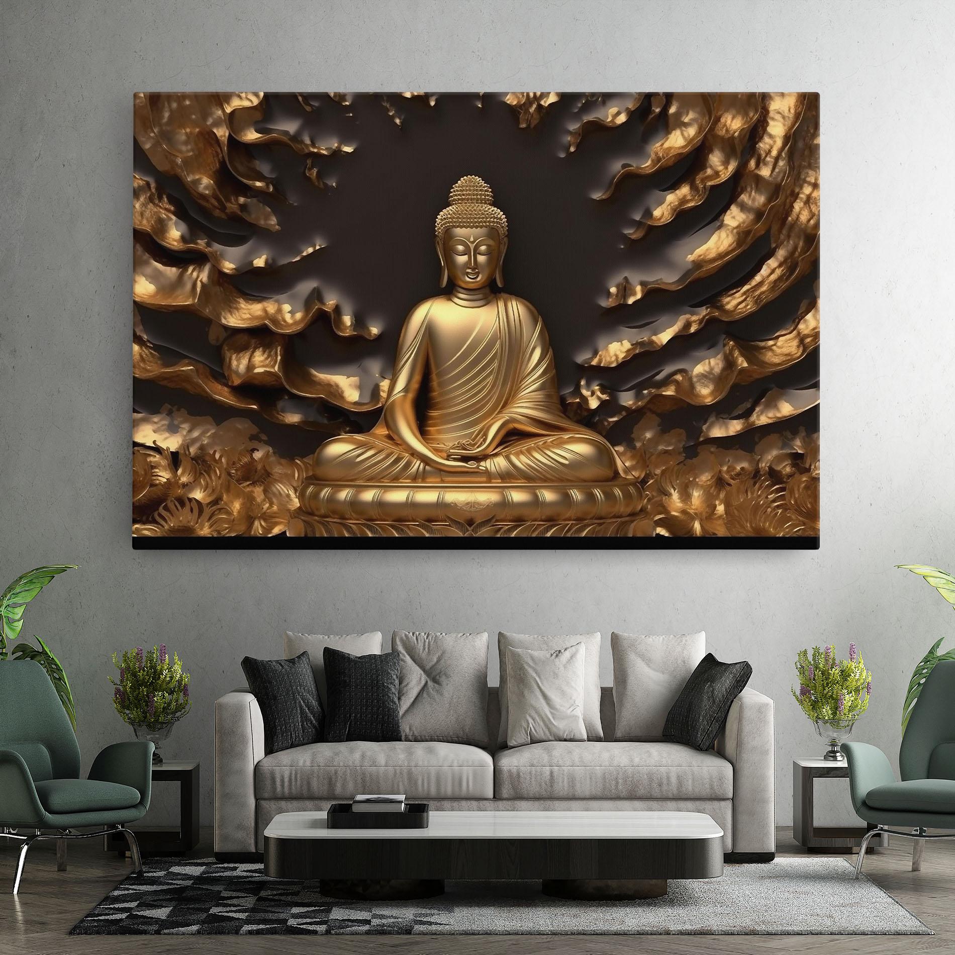 Картина на платно Gold 3d Buddha mockup 7