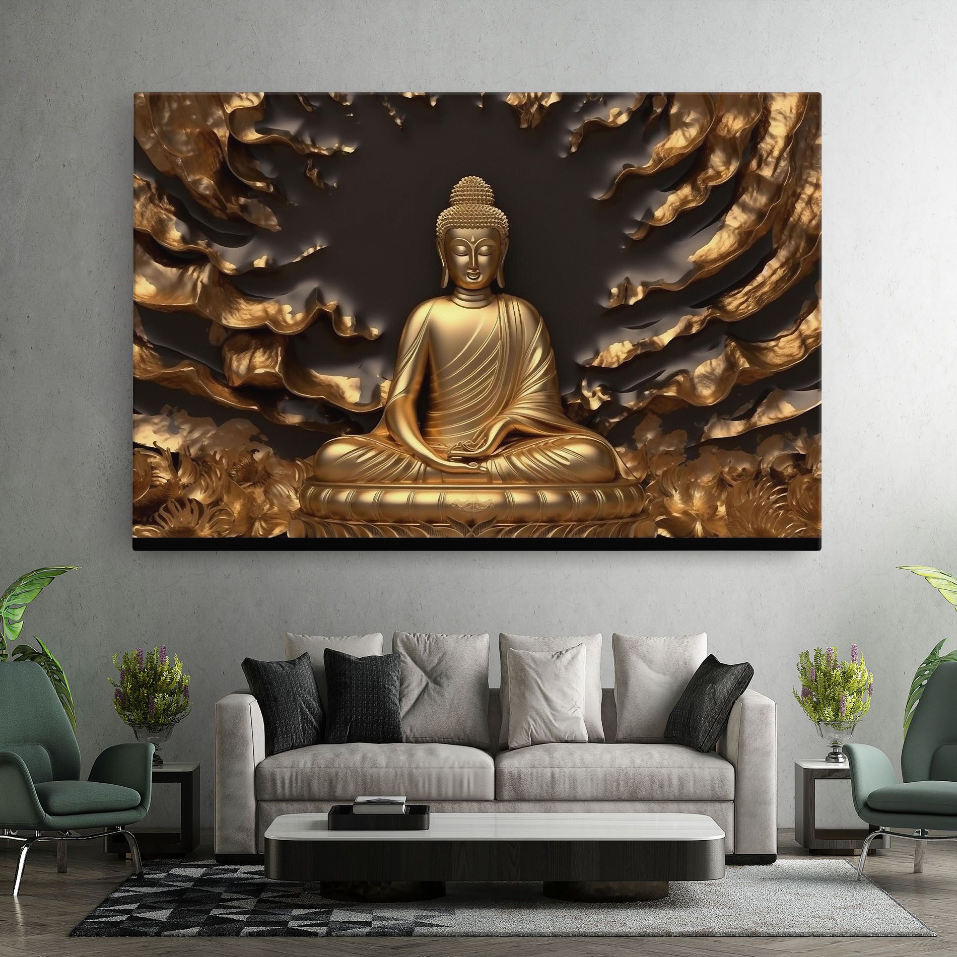 Gold 3d Buddha mockup 7