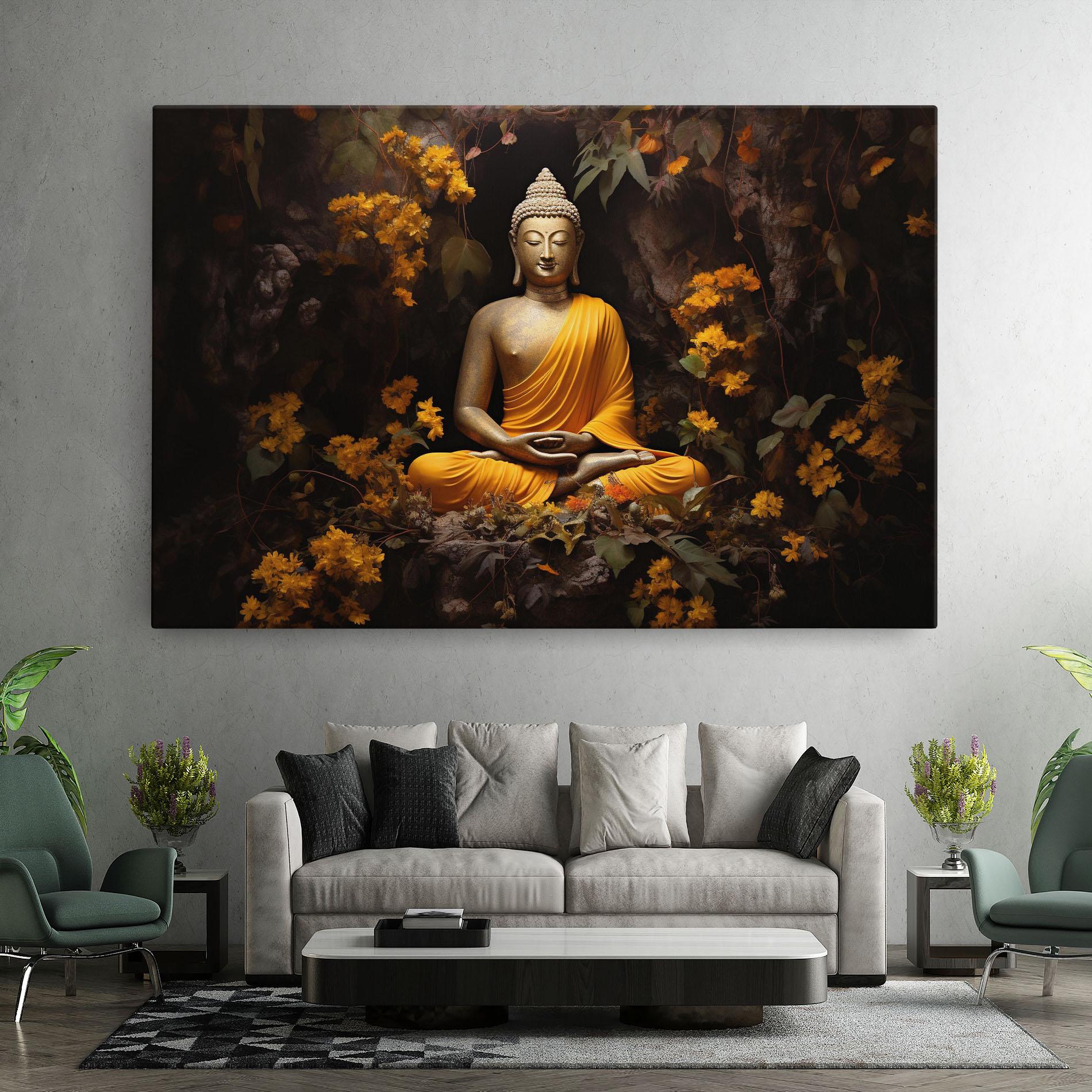 Картина на платно Yellow Light Buddha mockup 7