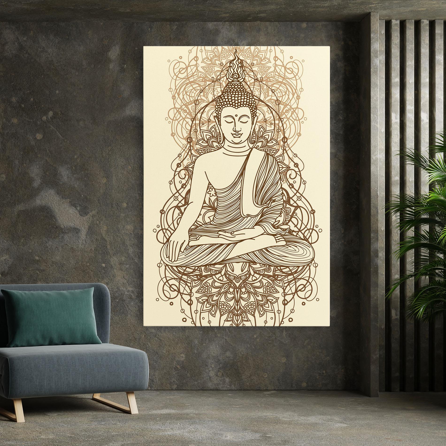 Картина на платно Brown Line Buddha mockup 7