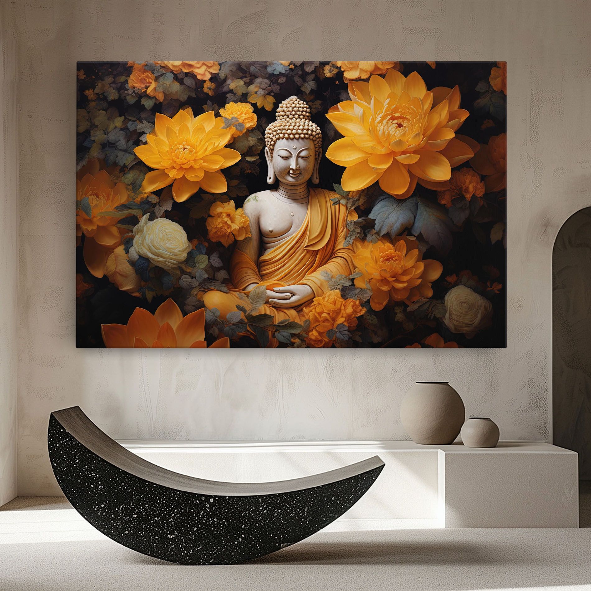 Buddha Big Flowers mockup 8