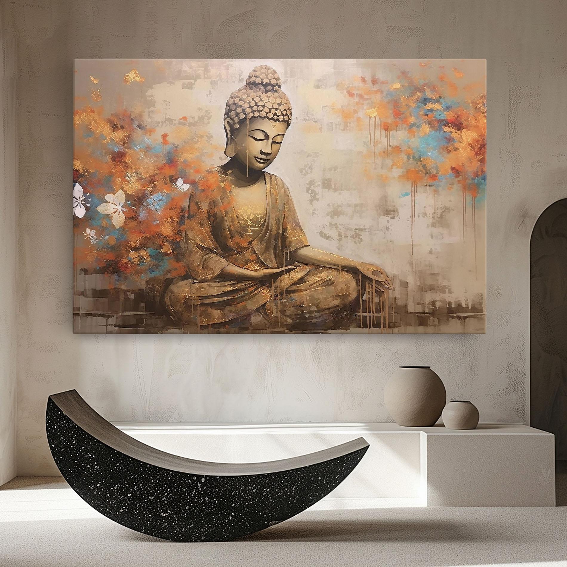 Картина на платно Buddha Cream Blue mockup 8