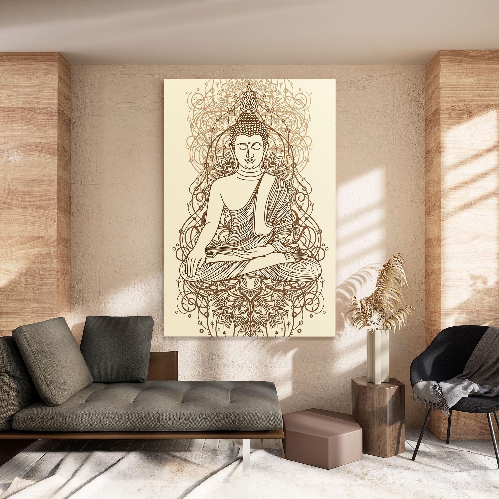 Картина на платно Brown Line Buddha mockup 8