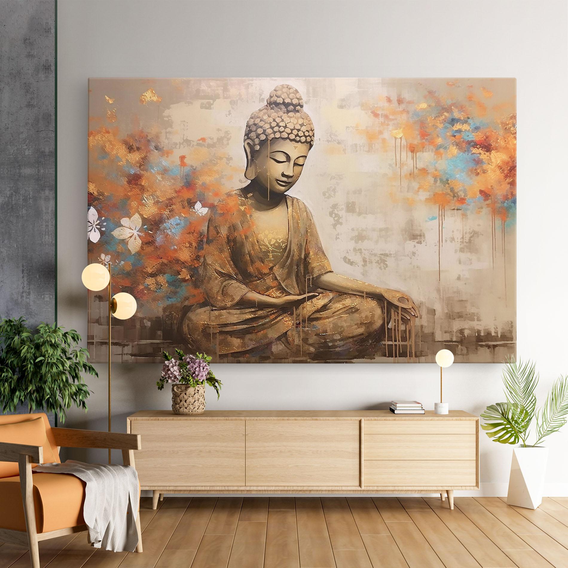 Картина на платно Buddha Cream Blue mockup 9
