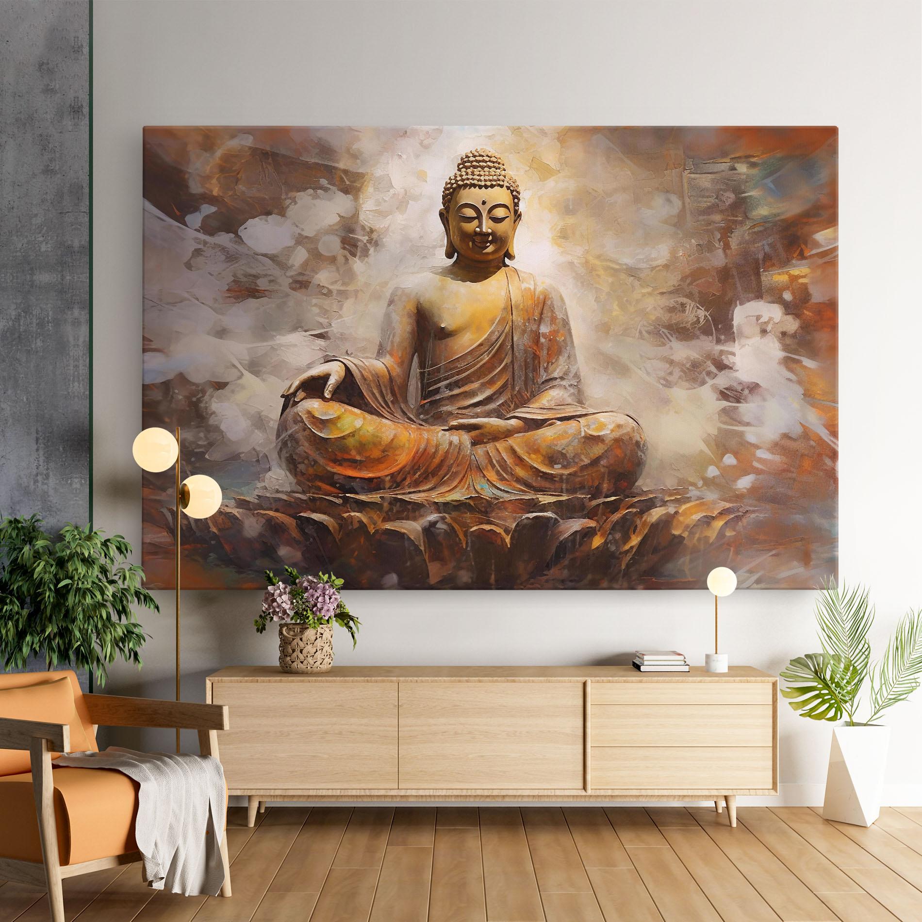 Картина на платно Cream Orange Buddha mockup 9