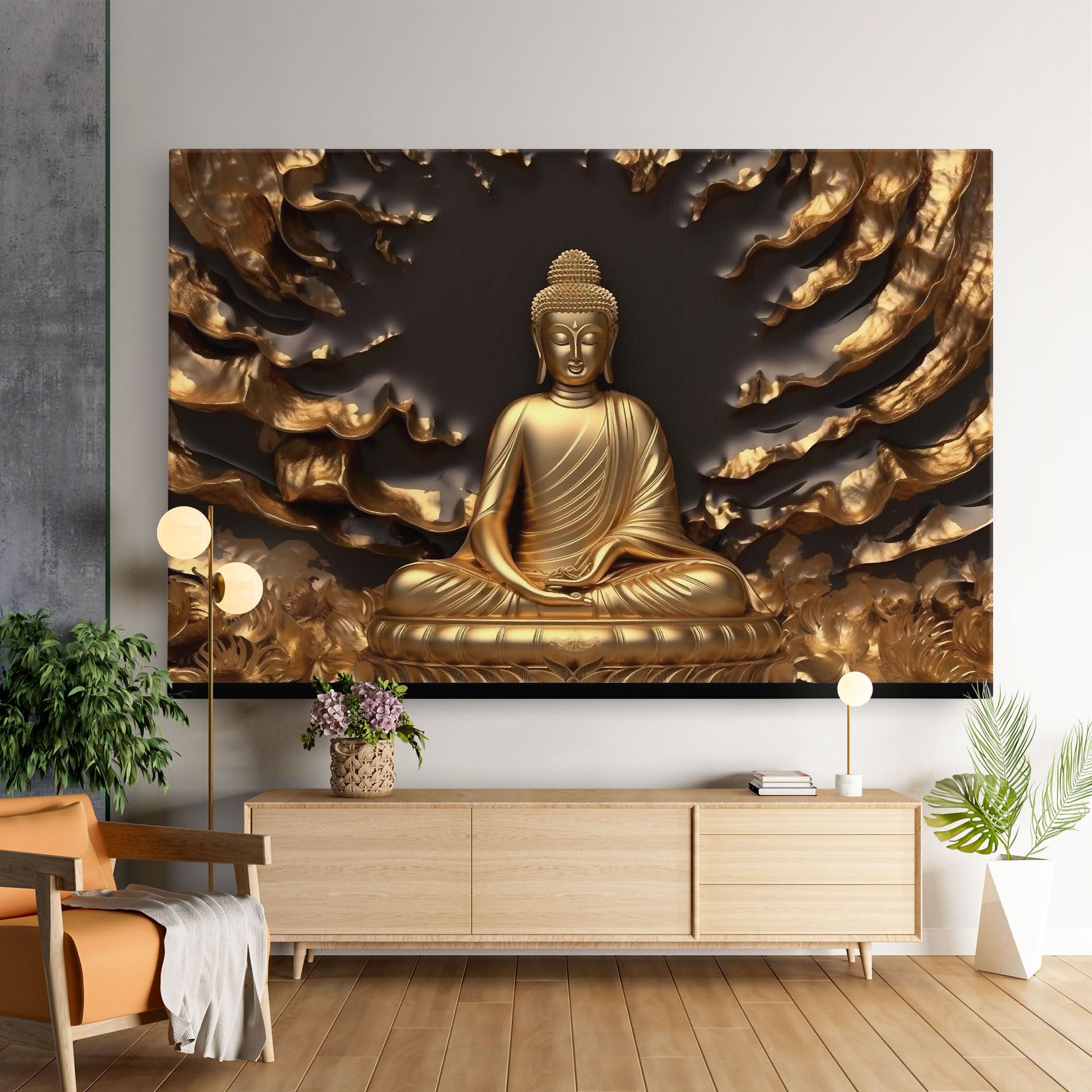 Gold 3d Buddha mockup 9