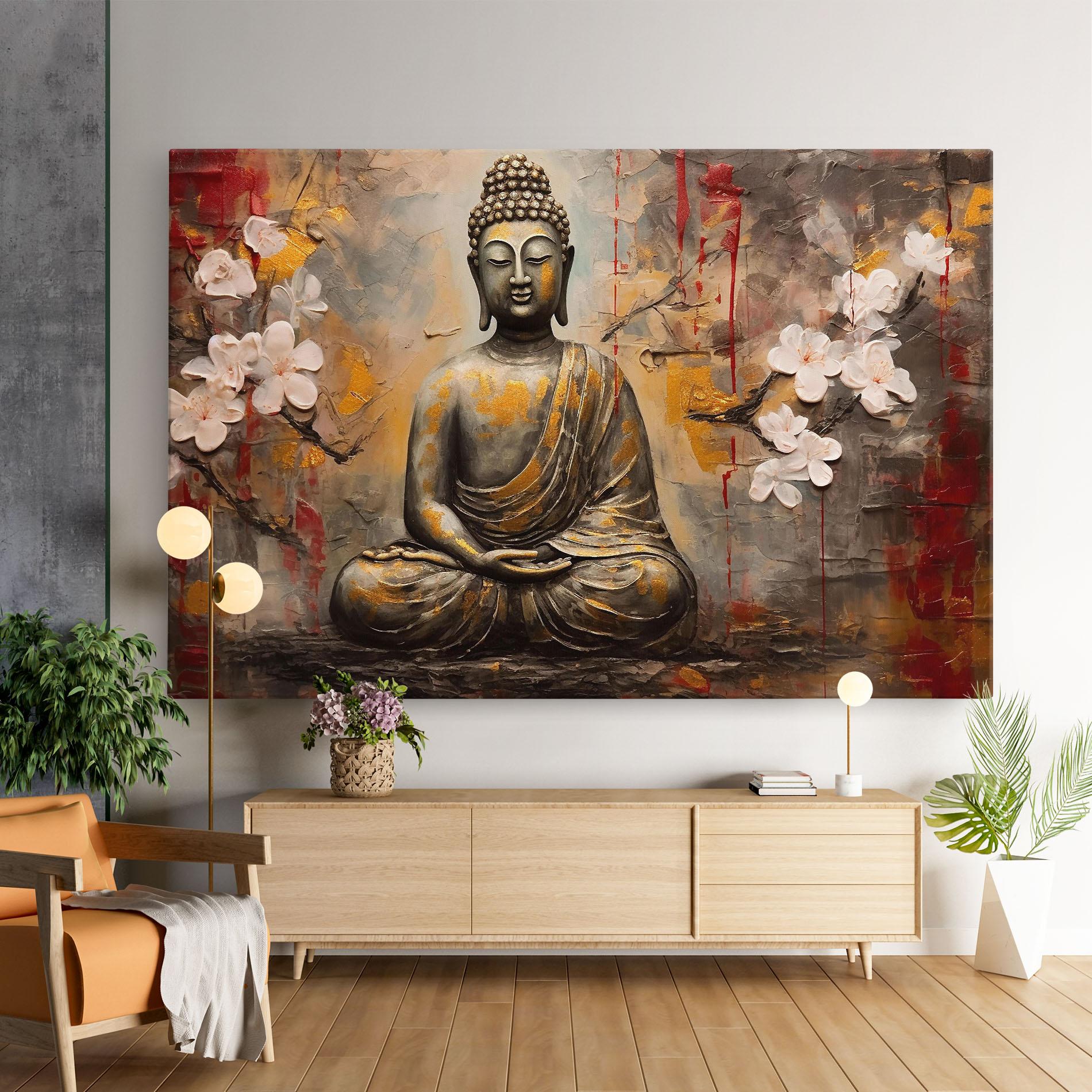 Картина на платно White Red Buddha mockup 9