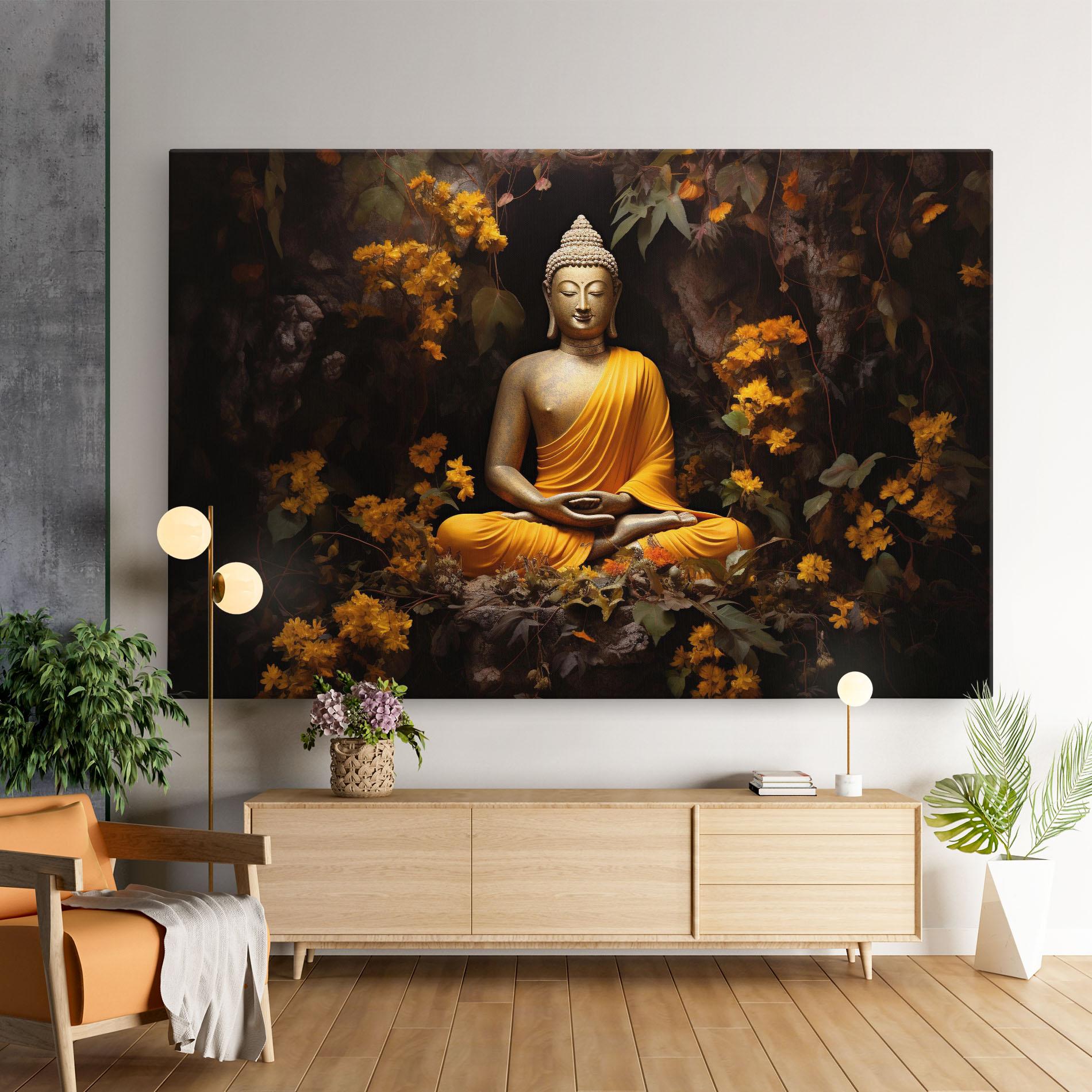 Картина на платно Yellow Light Buddha mockup 9