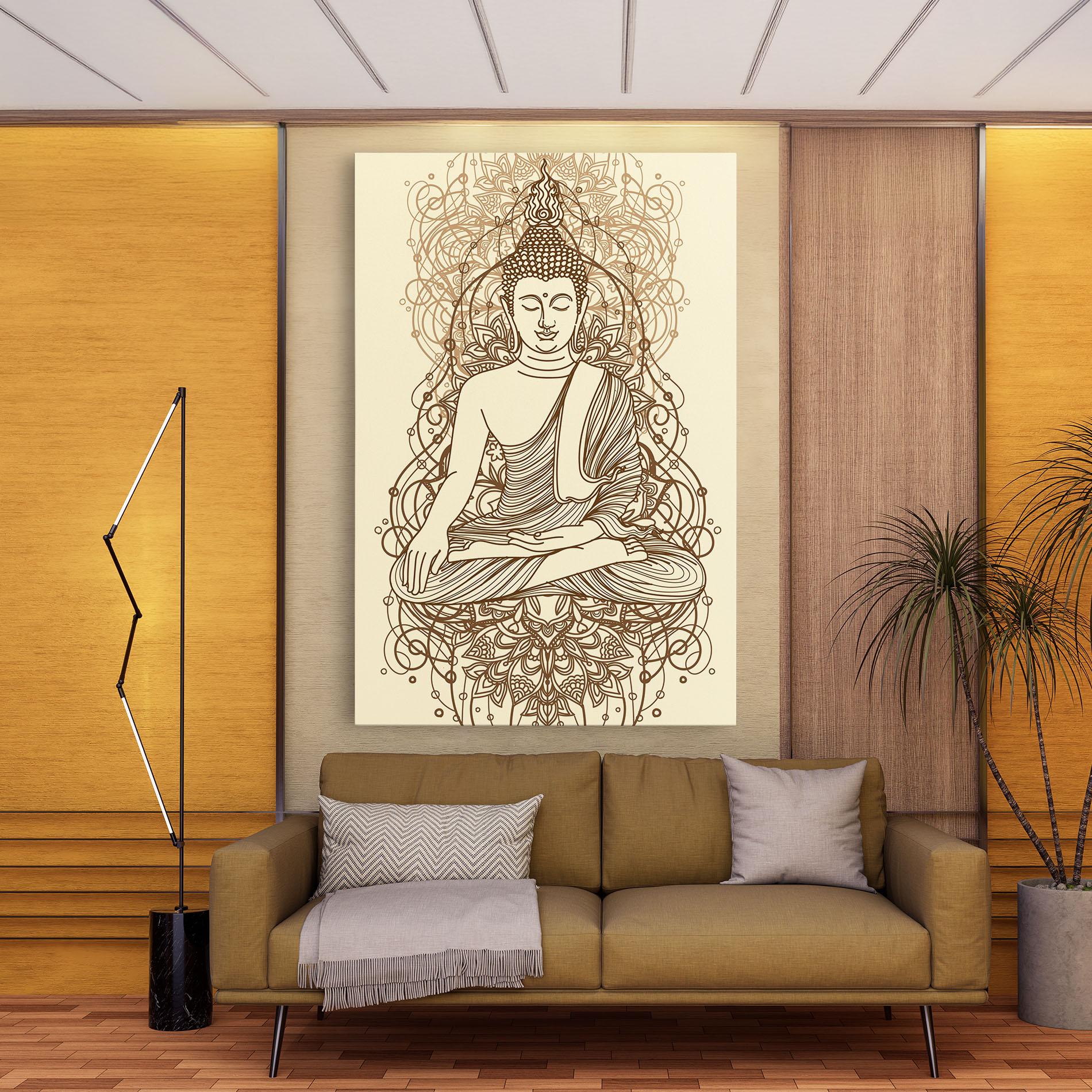 Картина на платно Brown Line Buddha mockup 9