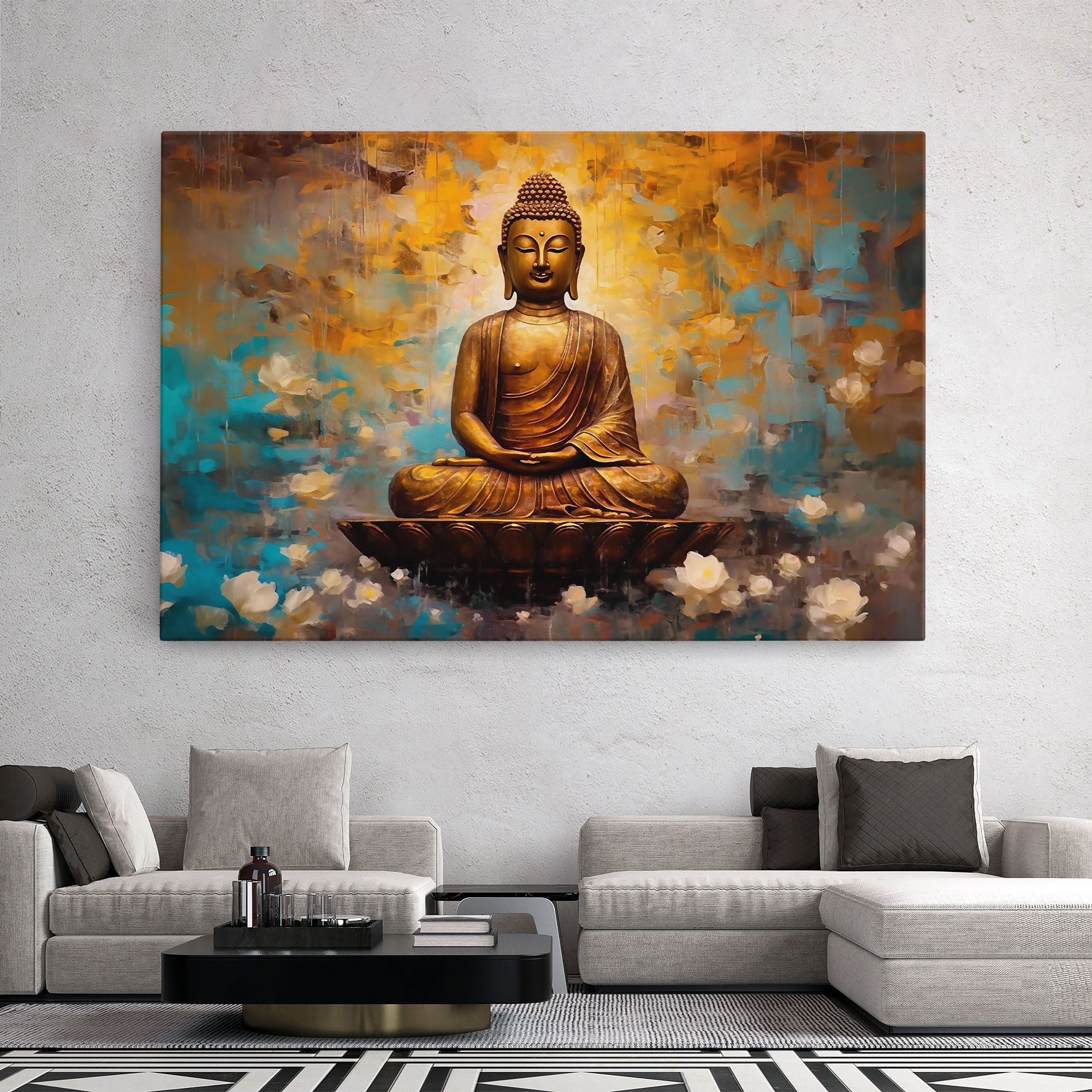 Blue Gold Buddha mockup 2