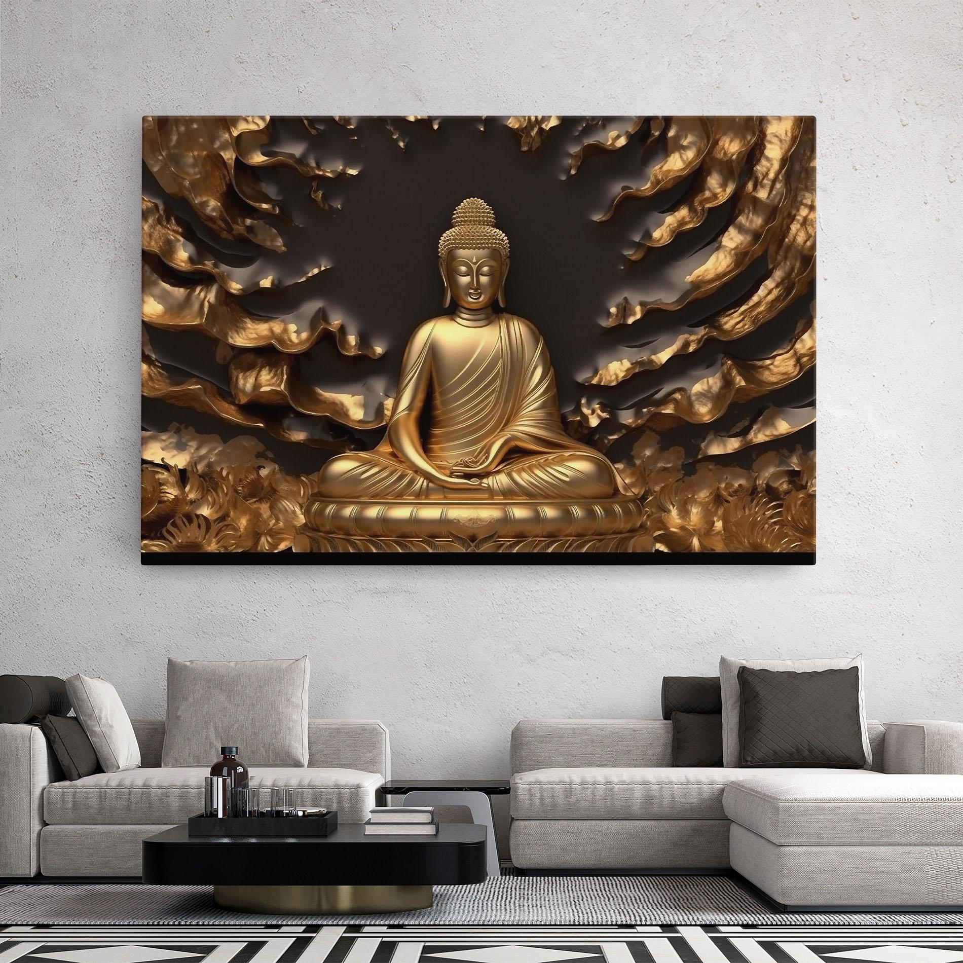 Картина на платно Gold 3d Buddha mockup 2