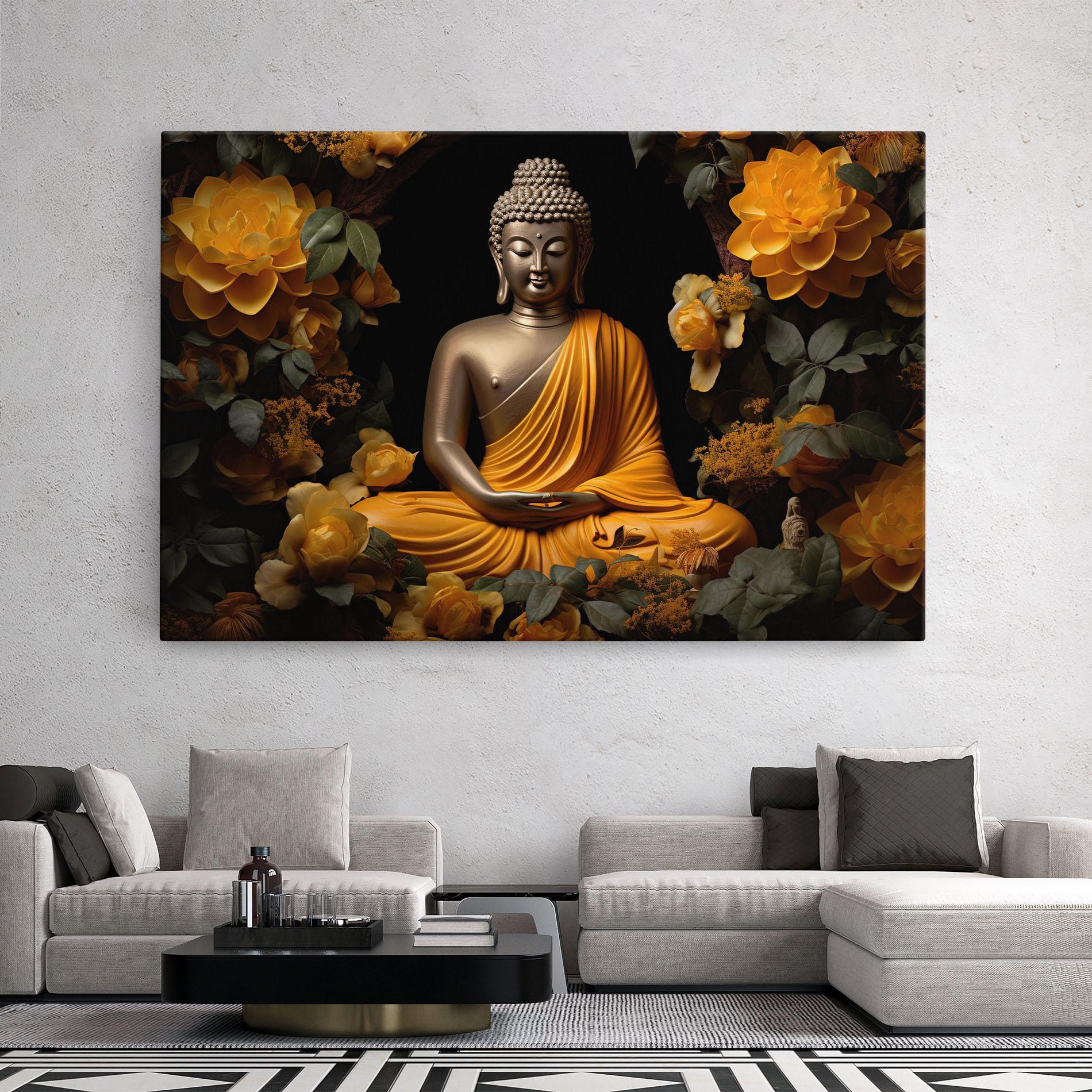 Картина на платно Gold Buddha Flower mockup 2