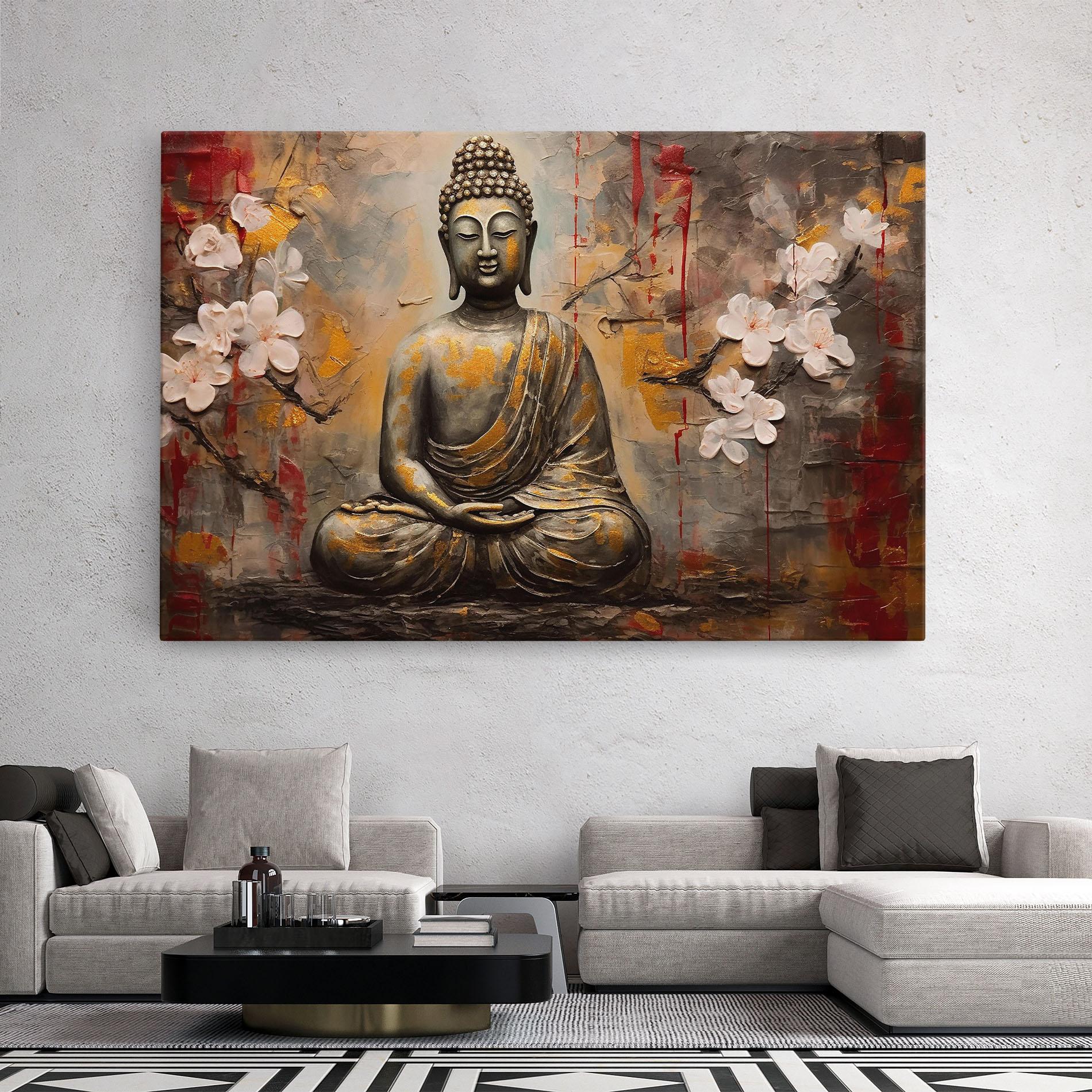 Картина на платно White Red Buddha mockup 2