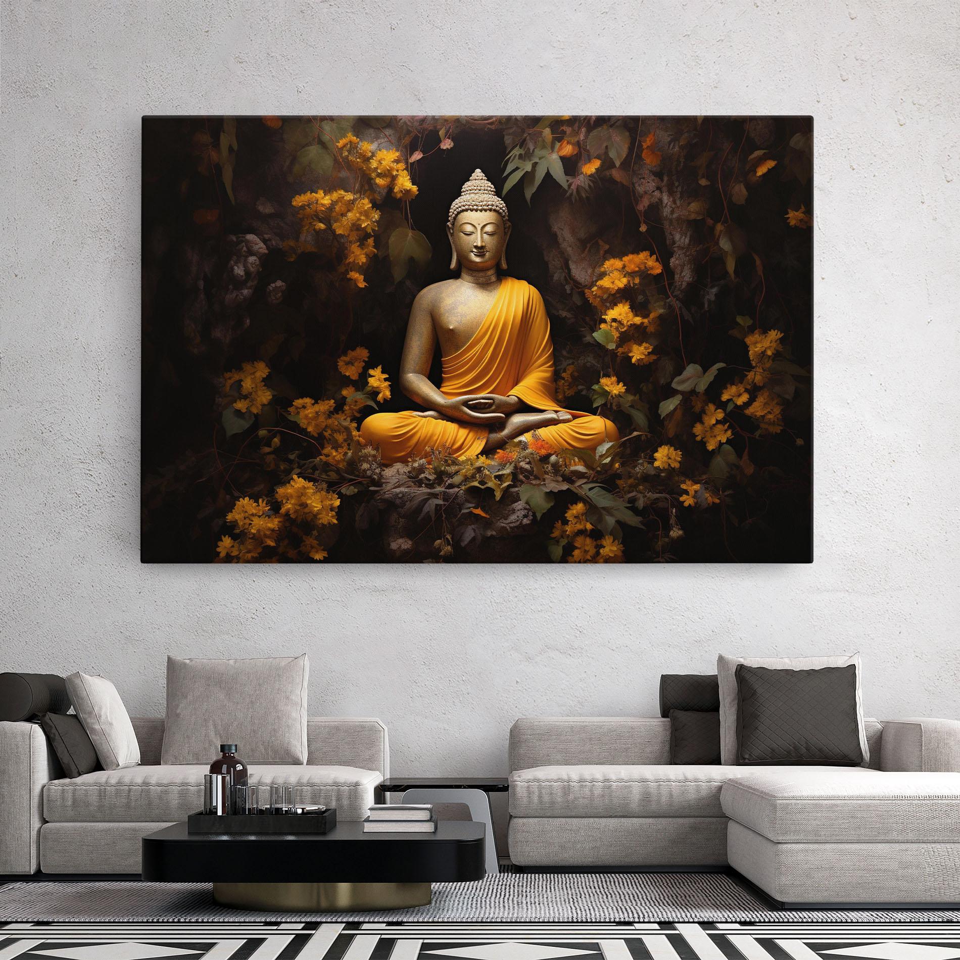 Картина на платно Yellow Light Buddha mockup 2