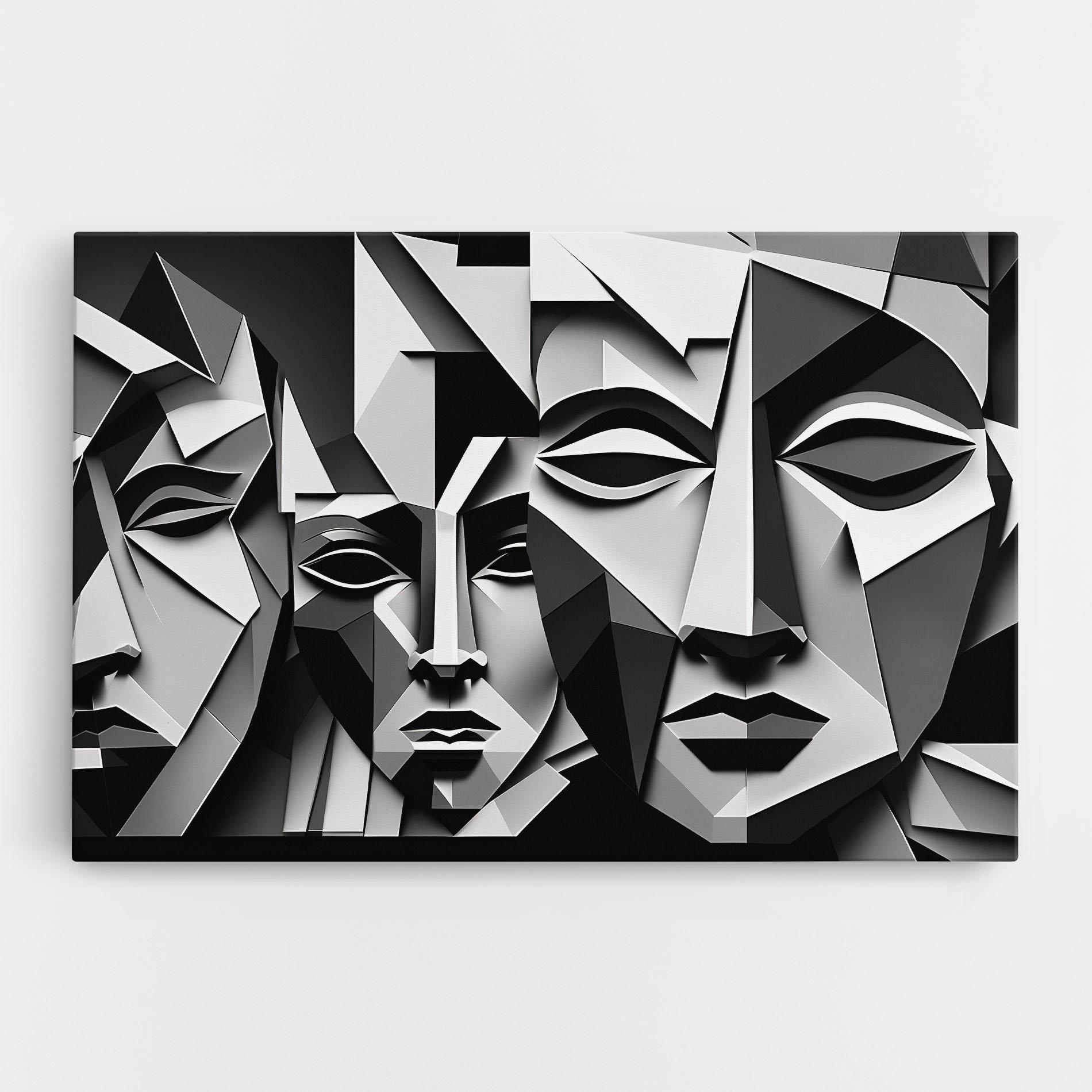 Картина на платно Grey Faces Collage mockup 0