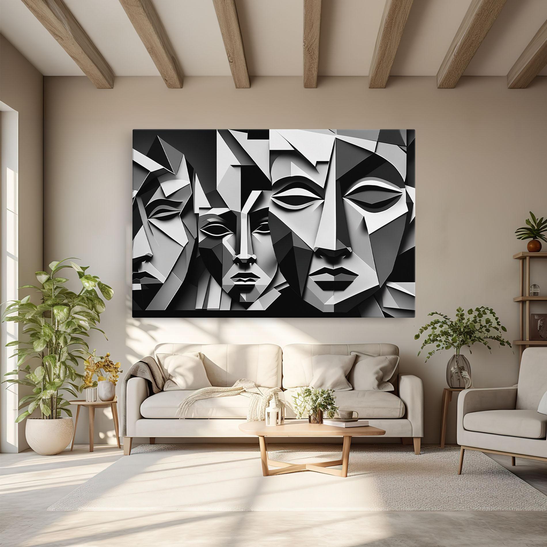 Картина на платно Grey Faces Collage mockup 6