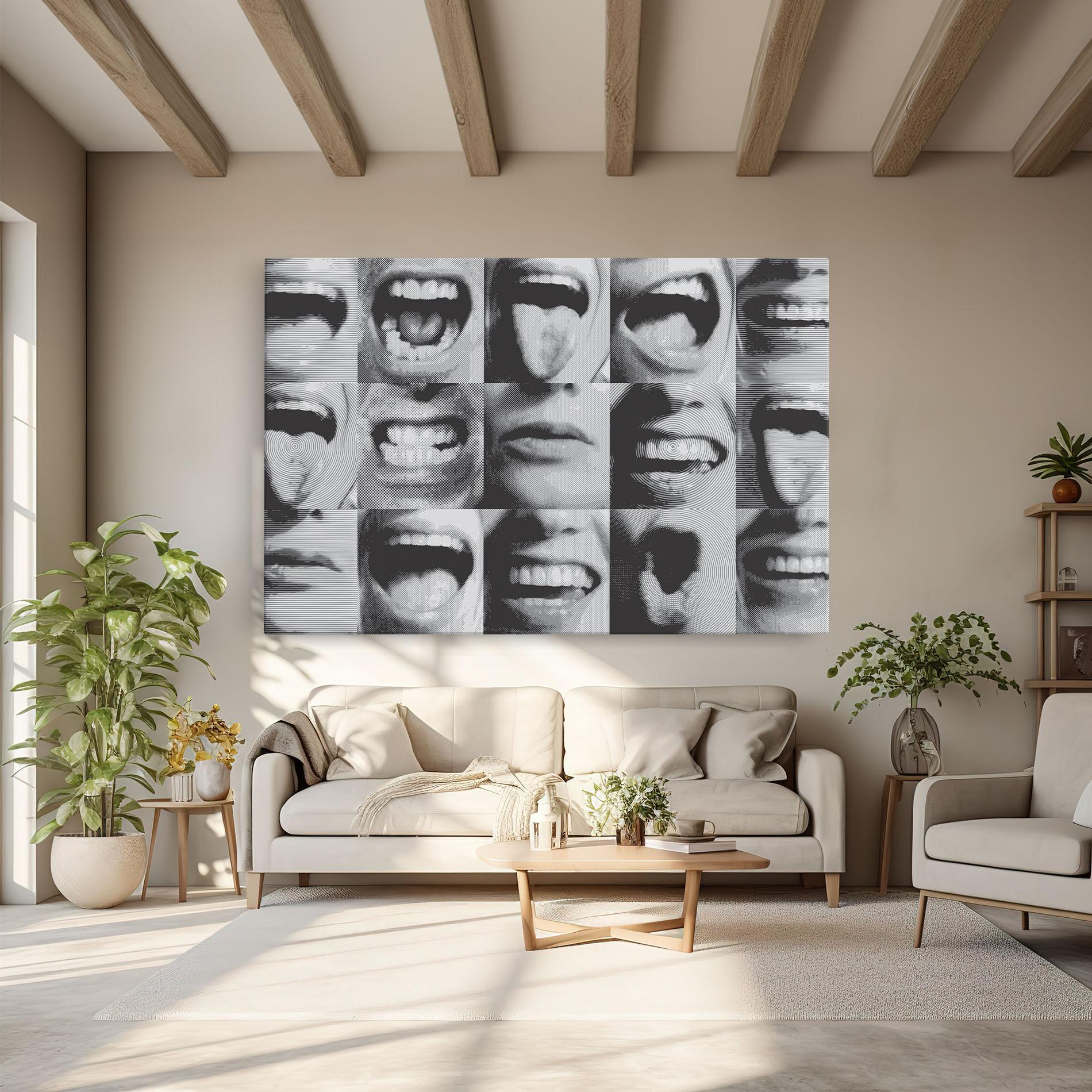 Картина на платно Grey Mouth Collage mockup 6