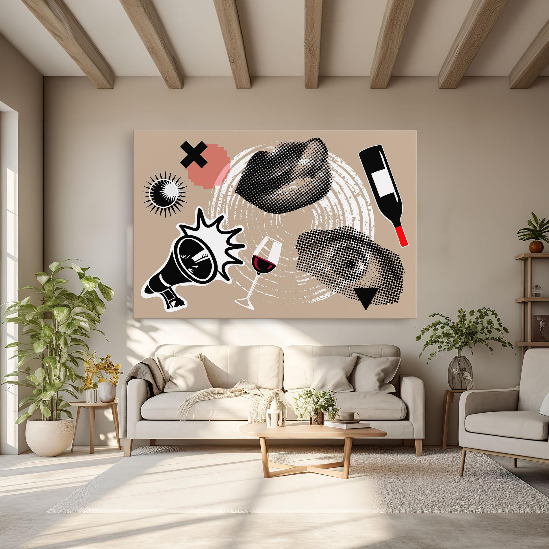 Картина на платно Lips Mouth Collage mockup 6