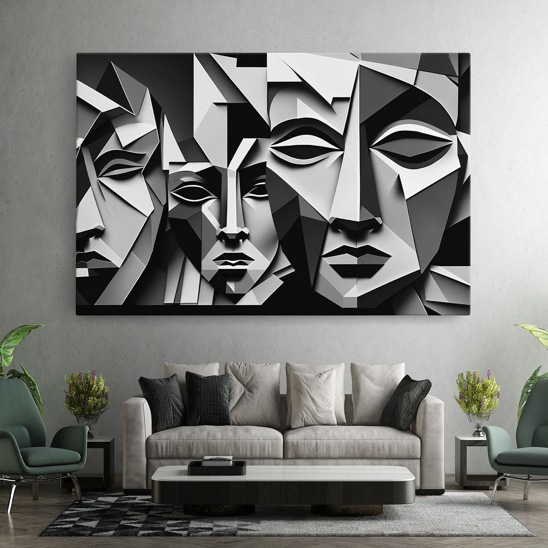 Картина на платно Grey Faces Collage mockup 7