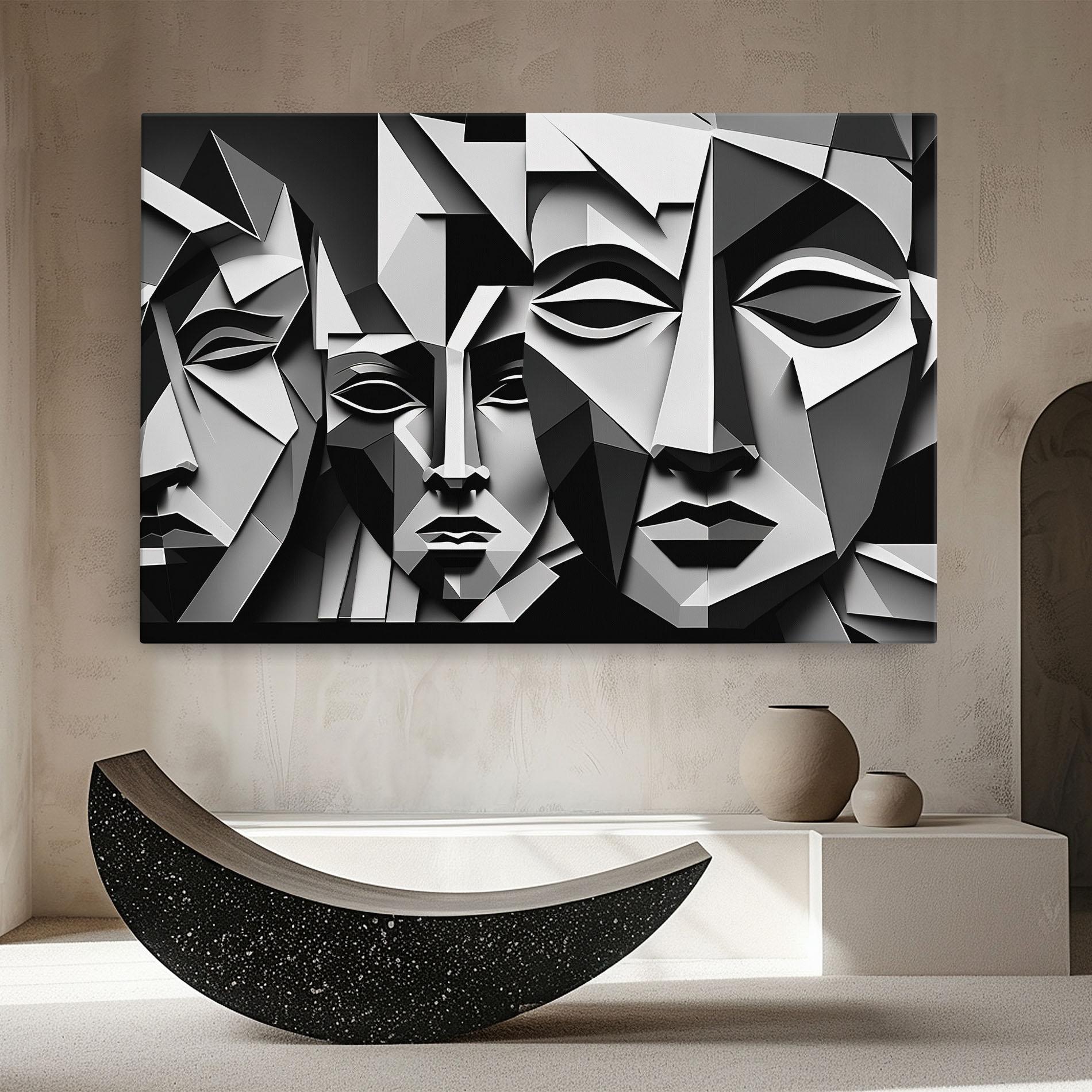 Картина на платно Grey Faces Collage mockup 8