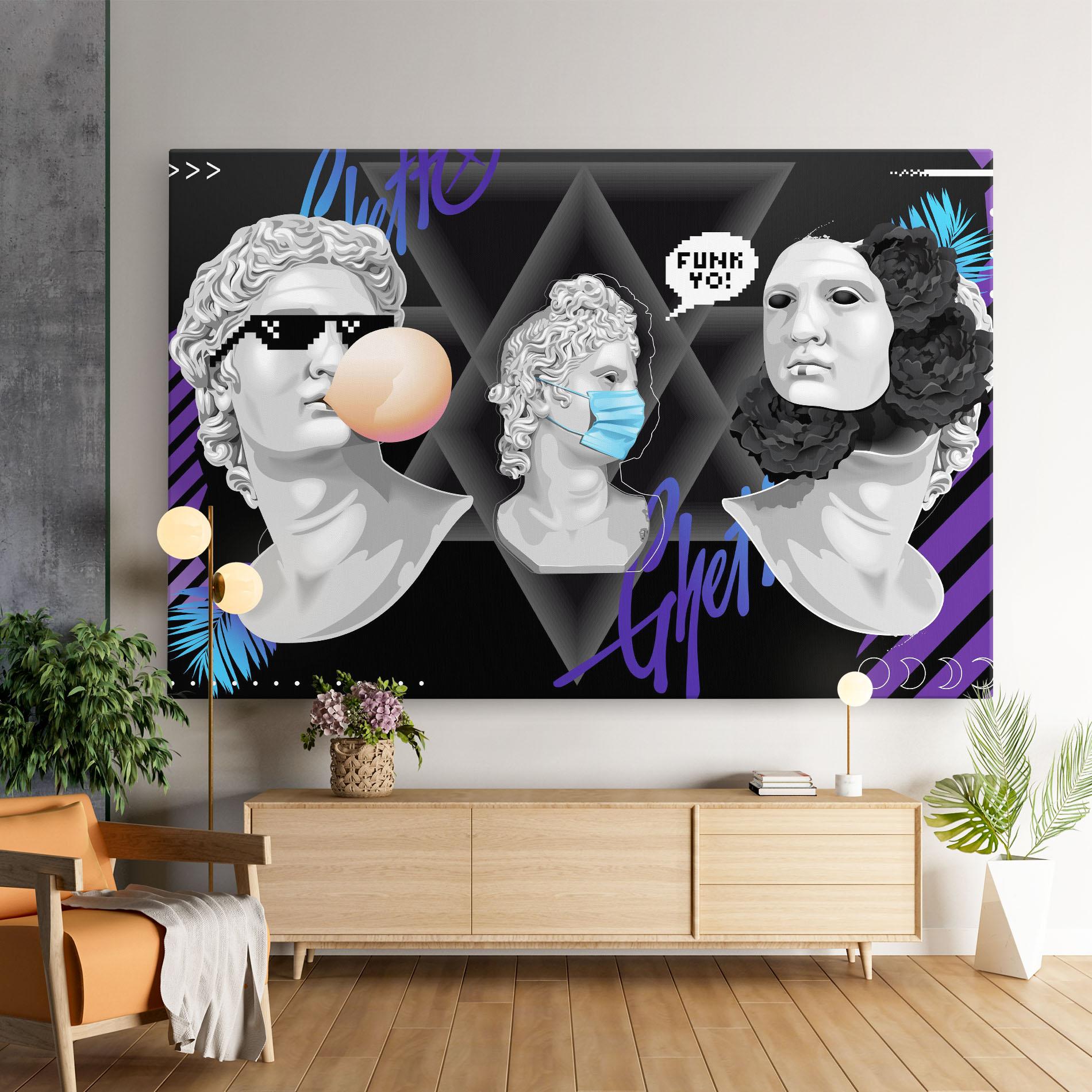 Картина на платно Statue Mask mockup 9