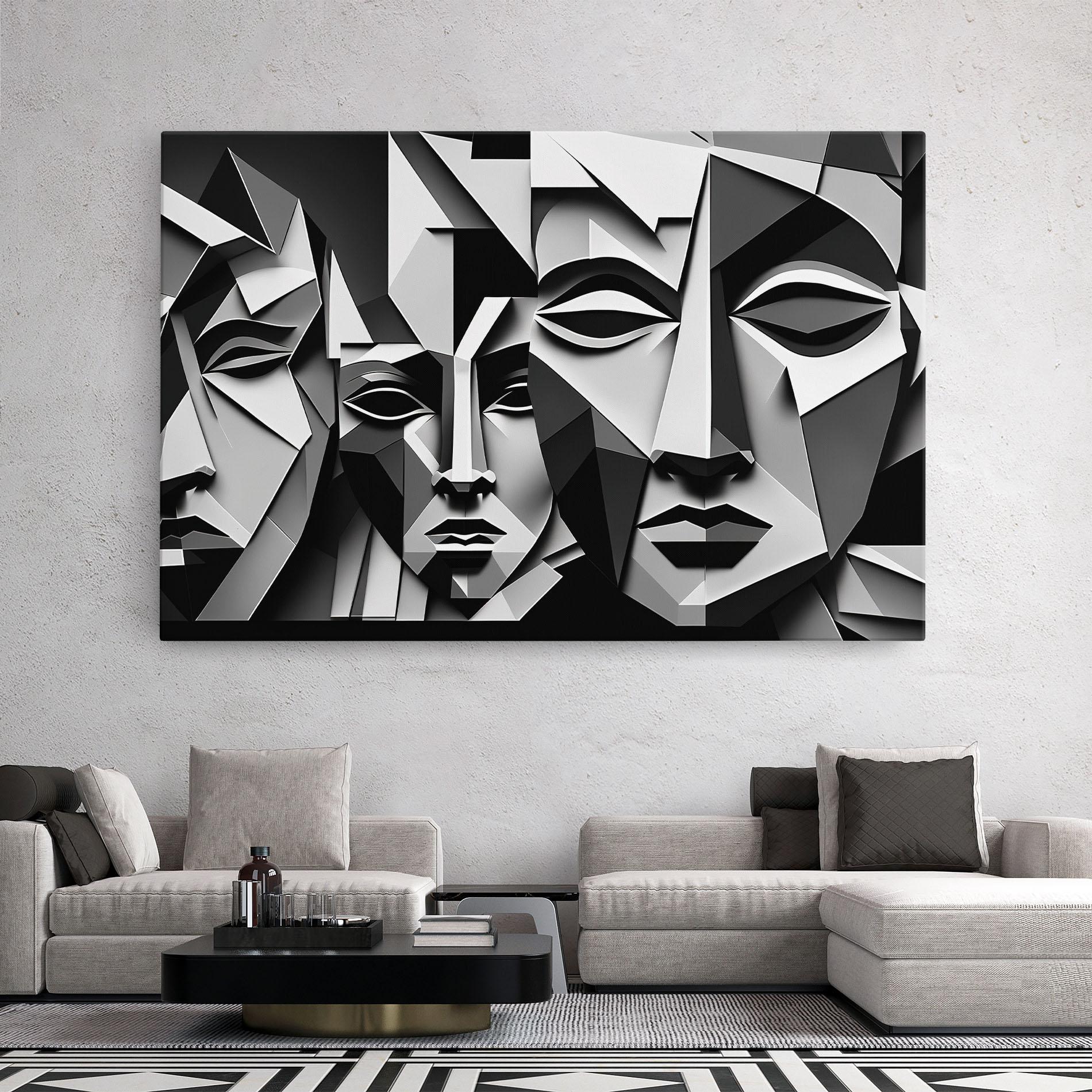 Картина на платно Grey Faces Collage mockup 2