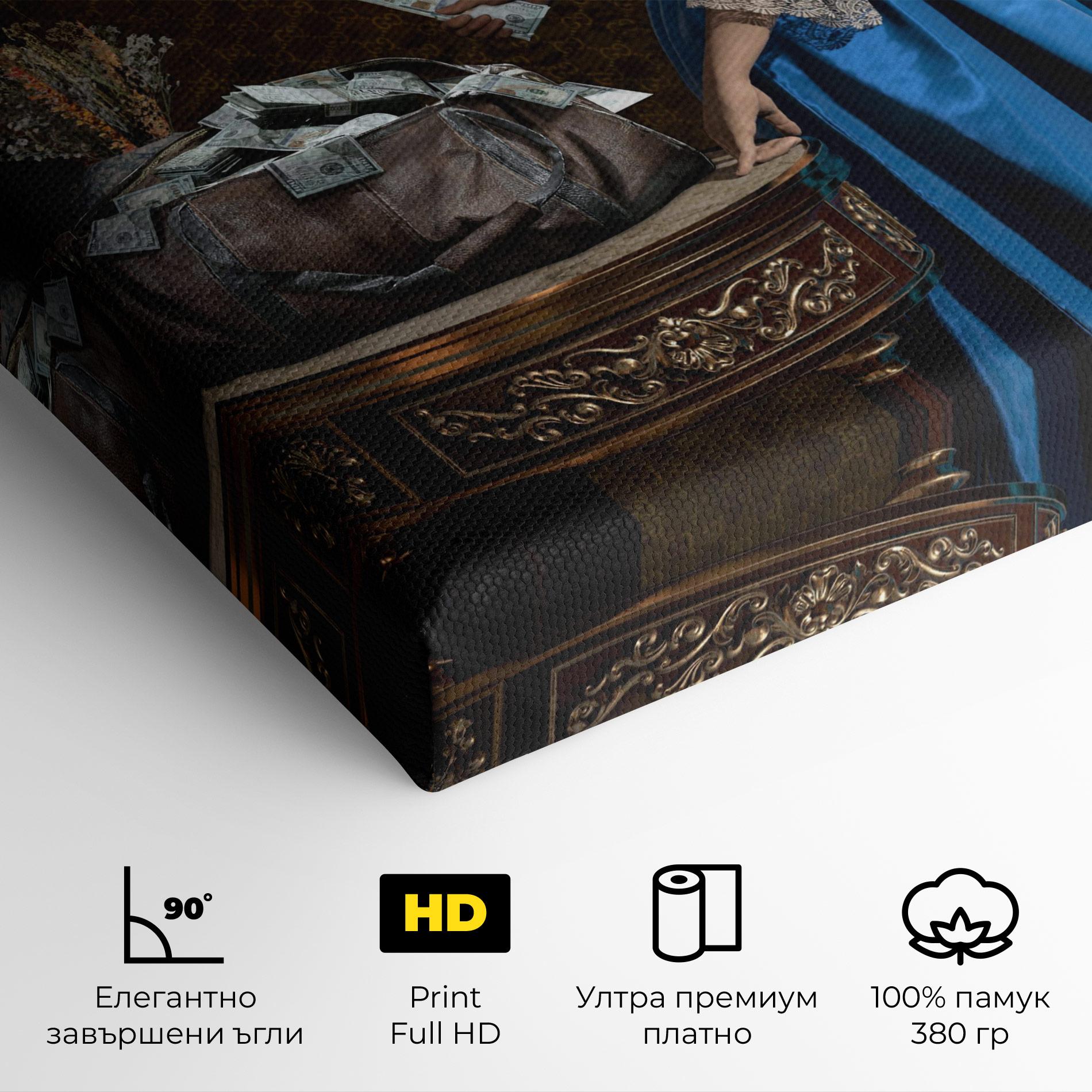 Картина на платно Vintage Money Heist mockup 4