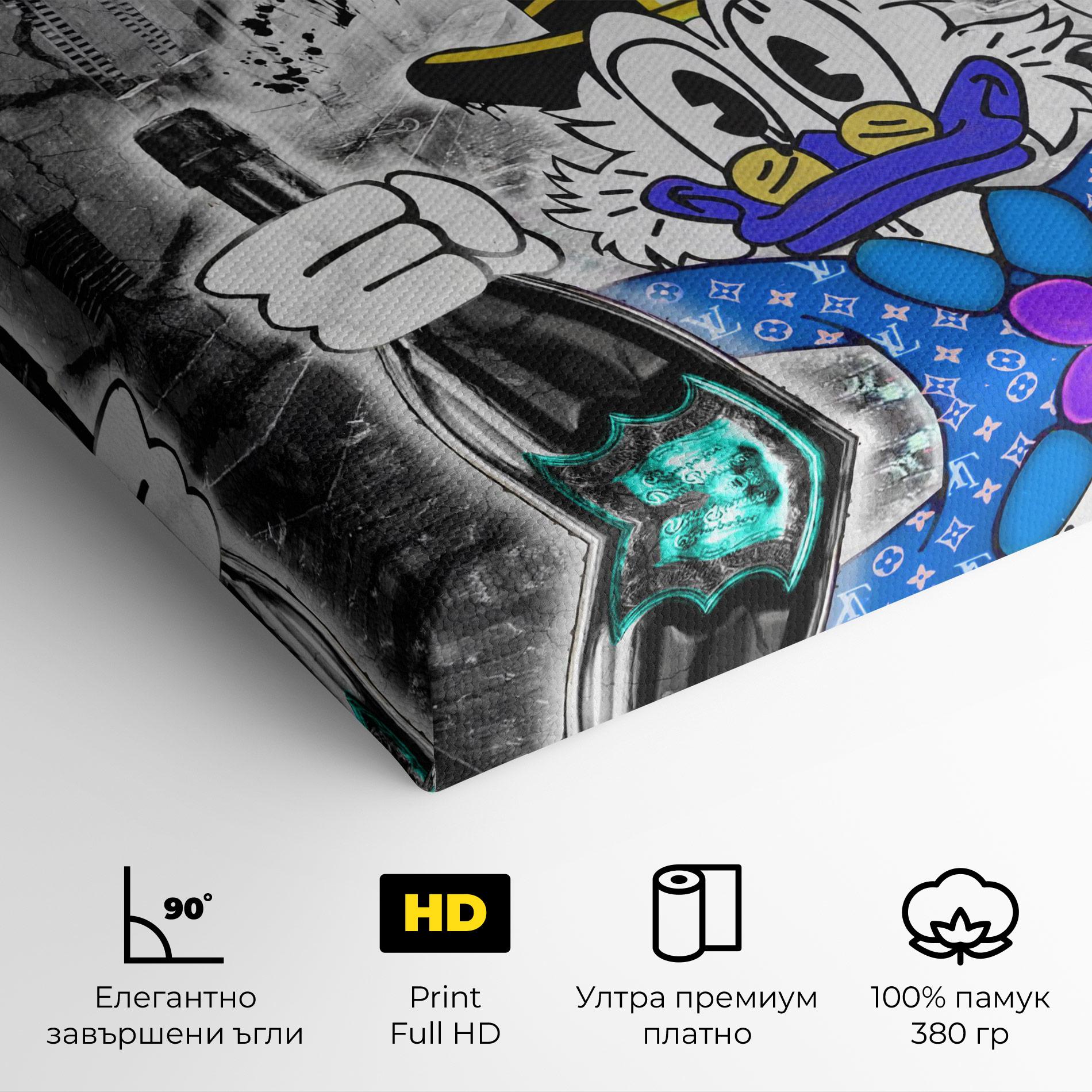 Картина на платно Wheres My Champagne Blue mockup 4