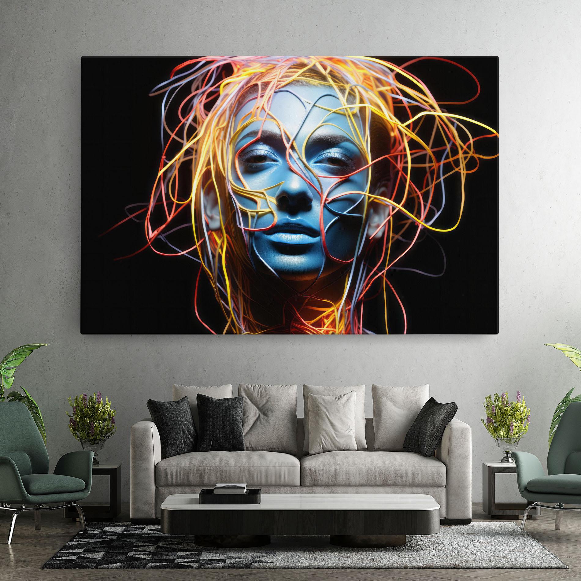 Картина на платно Neon Lights Hair mockup 7