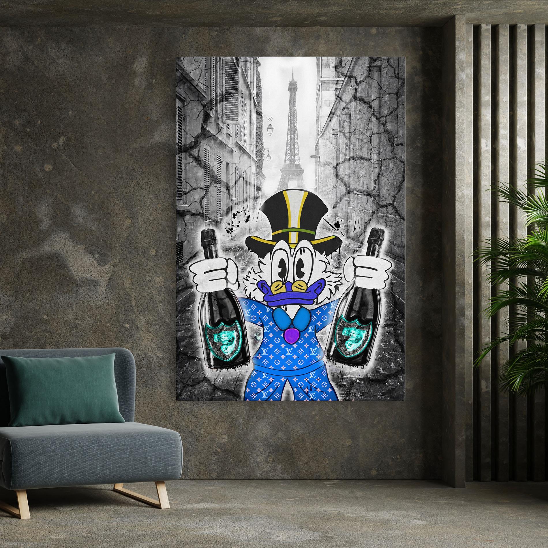 Картина на платно Wheres My Champagne Blue mockup 7