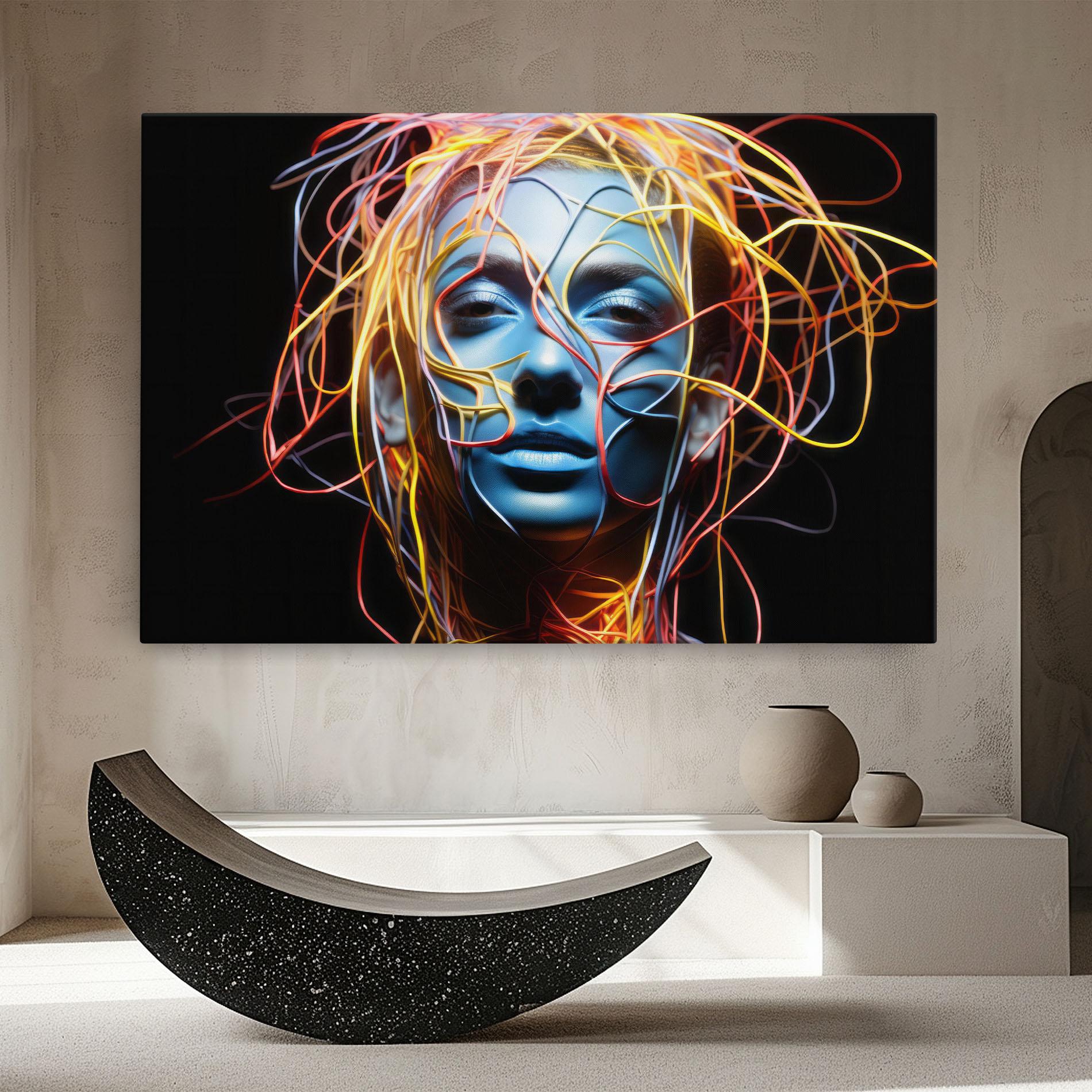 Картина на платно Neon Lights Hair mockup 8