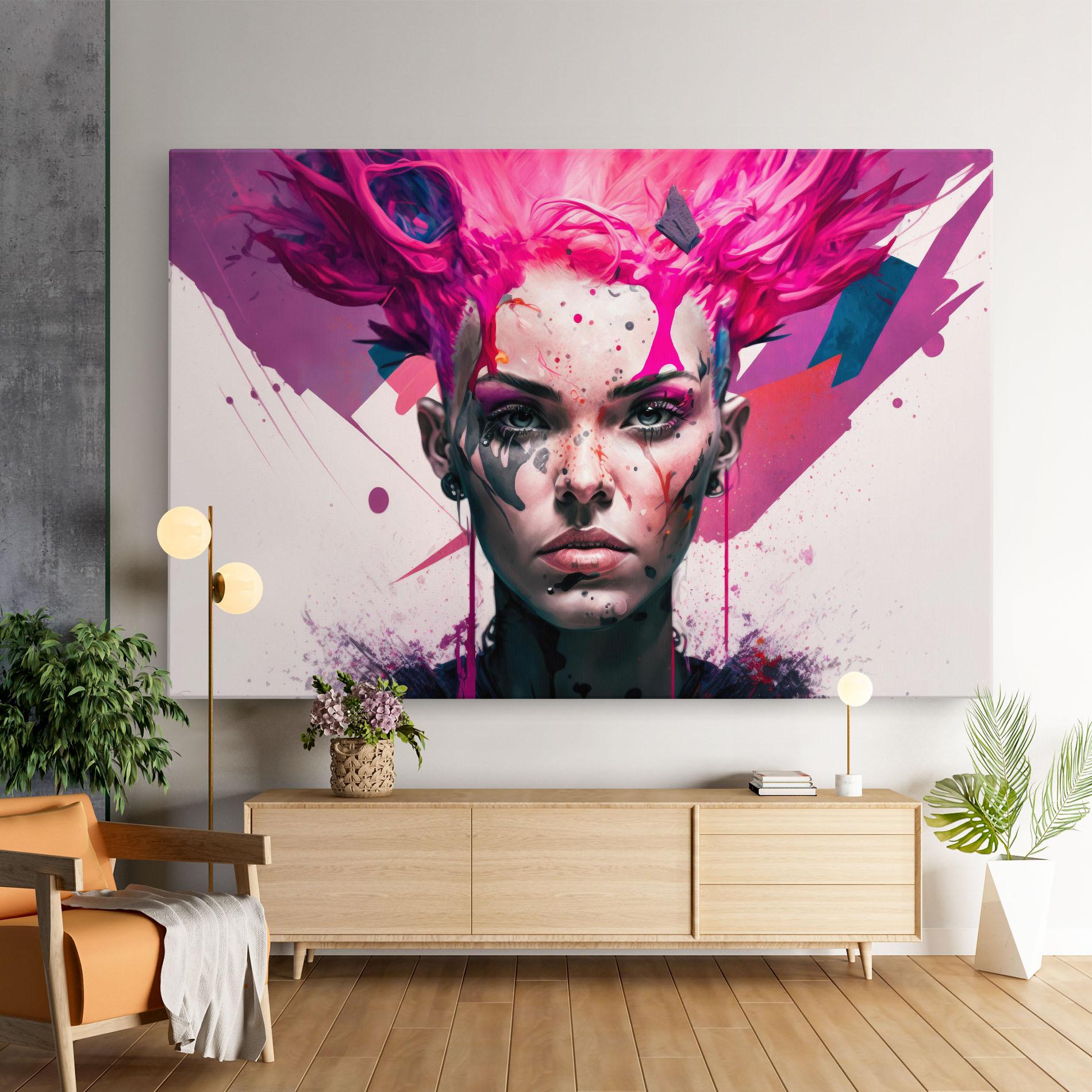 Картина на платно Abstract Pink Hair mockup 9